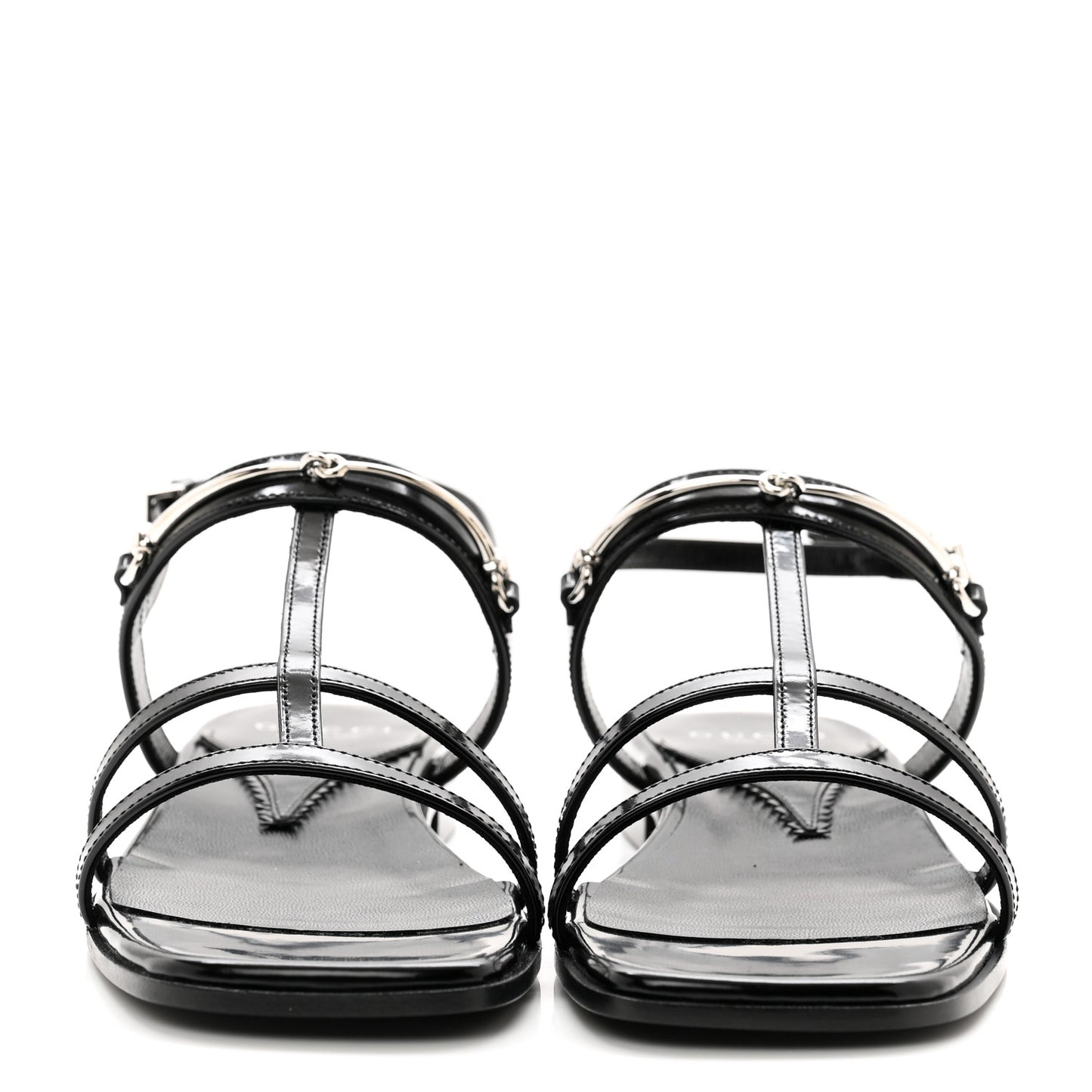 Calfskin Horsebit Divine Slingback Sandals 37 Black
