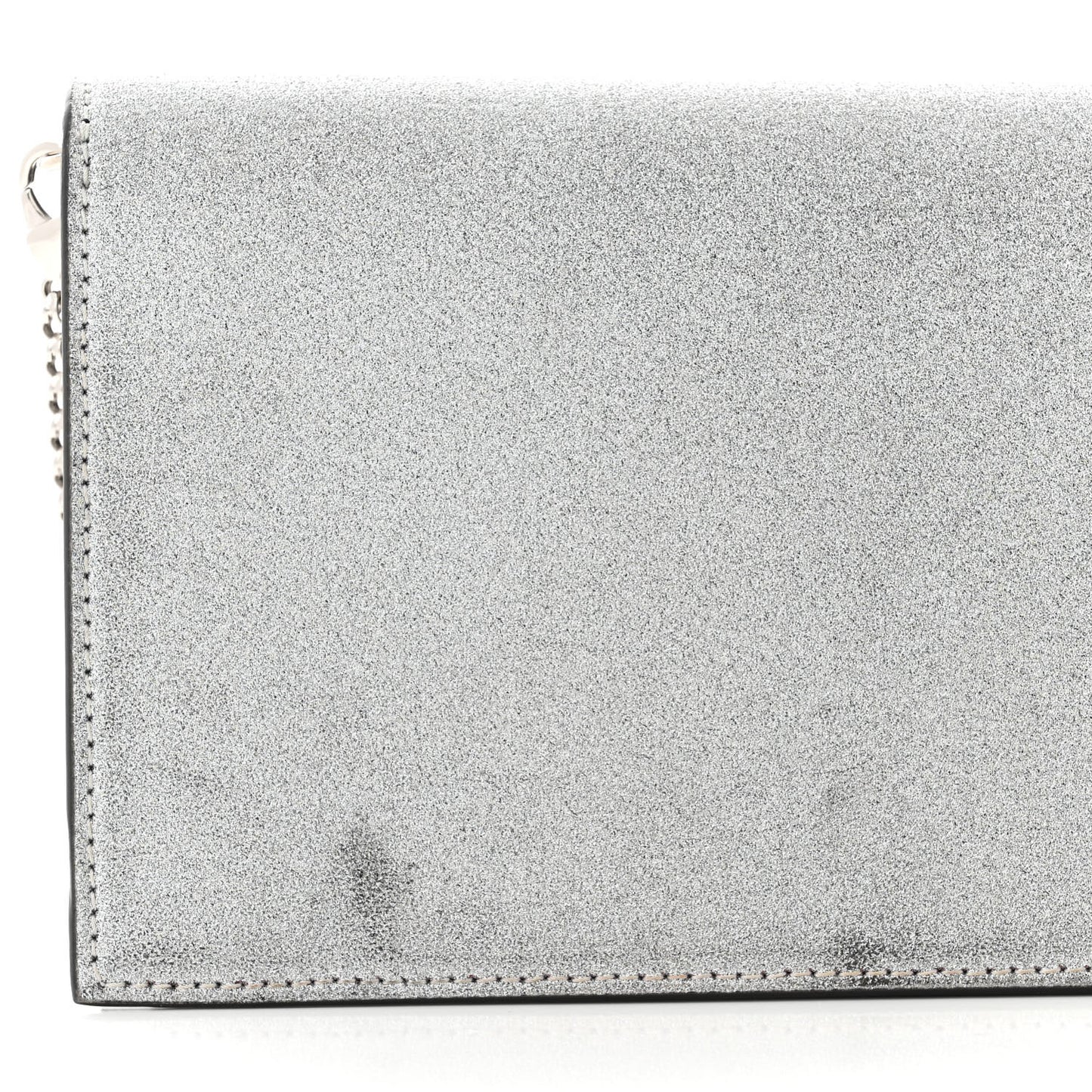 Glitter Calfskin Loubi54 Crossbody Clutch Silver