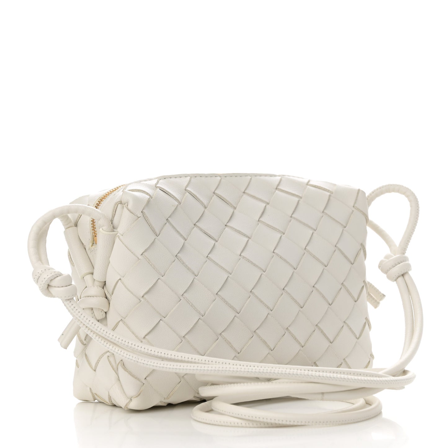 Nappa Intrecciato Mini Loop Camera Bag White