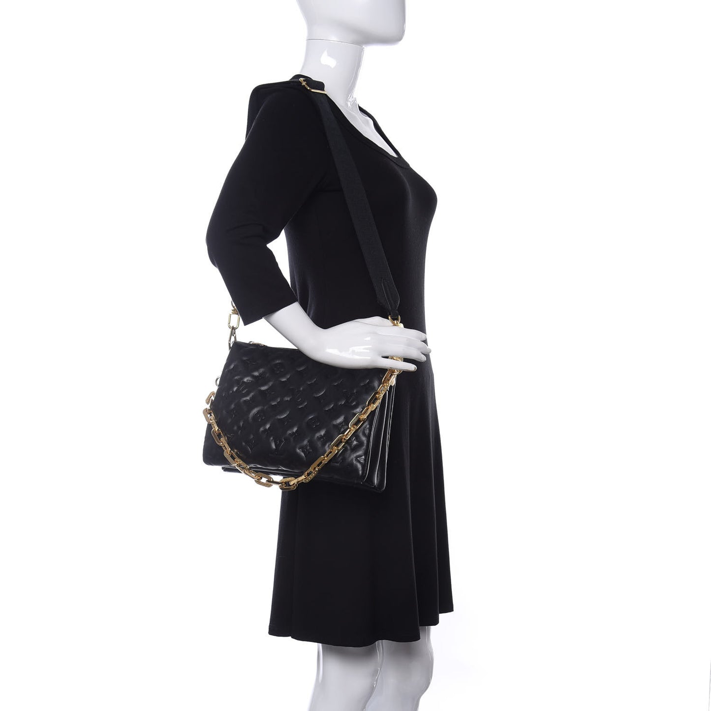 Lambskin Embossed Monogram Coussin PM Black
