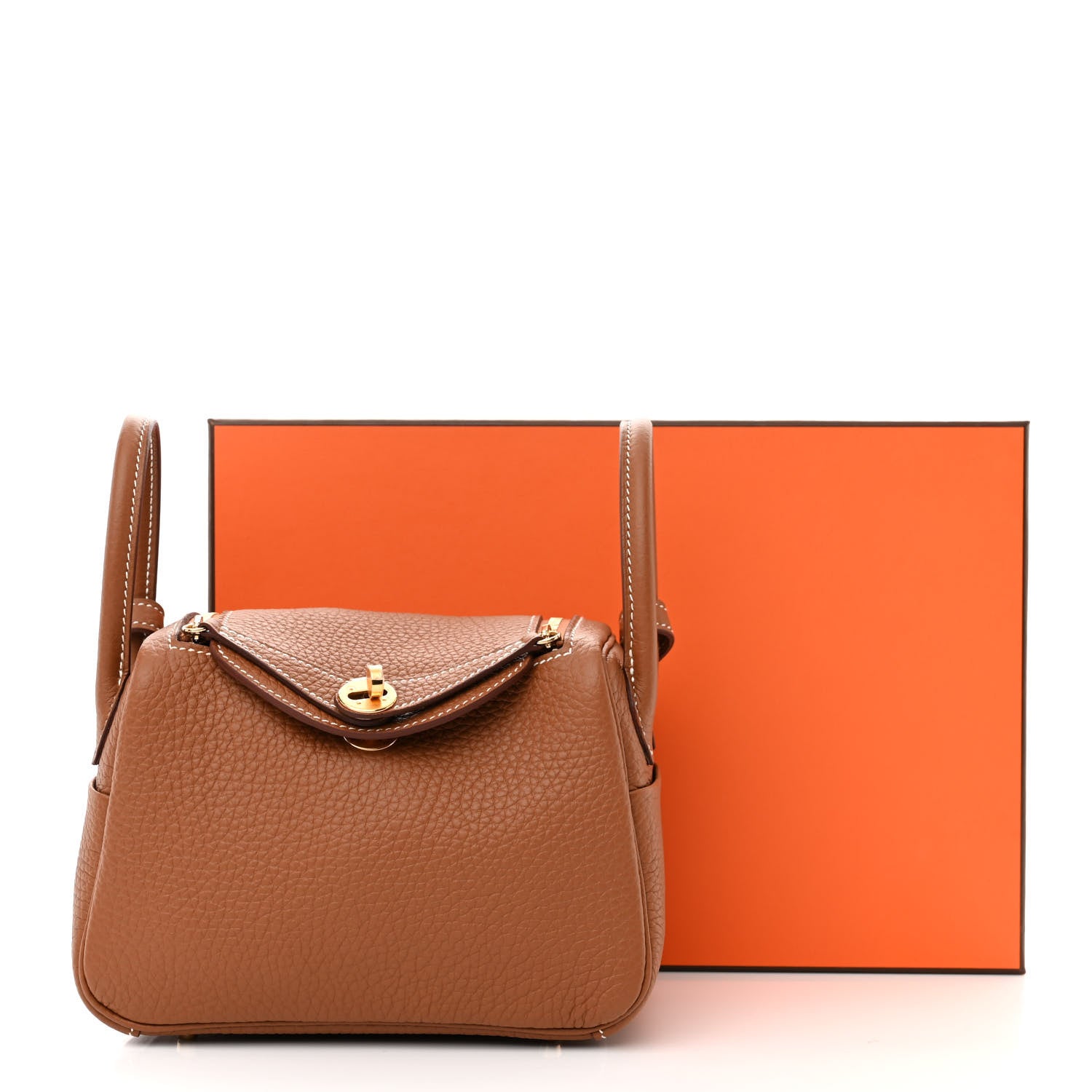 Hermes Taurillon Clemence Mini Lindy 20 Gold 3 of 11