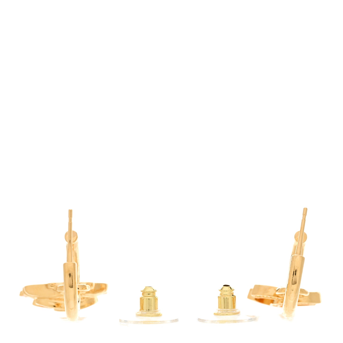 Metal CC Crystal Seashell Drop Earrings Gold