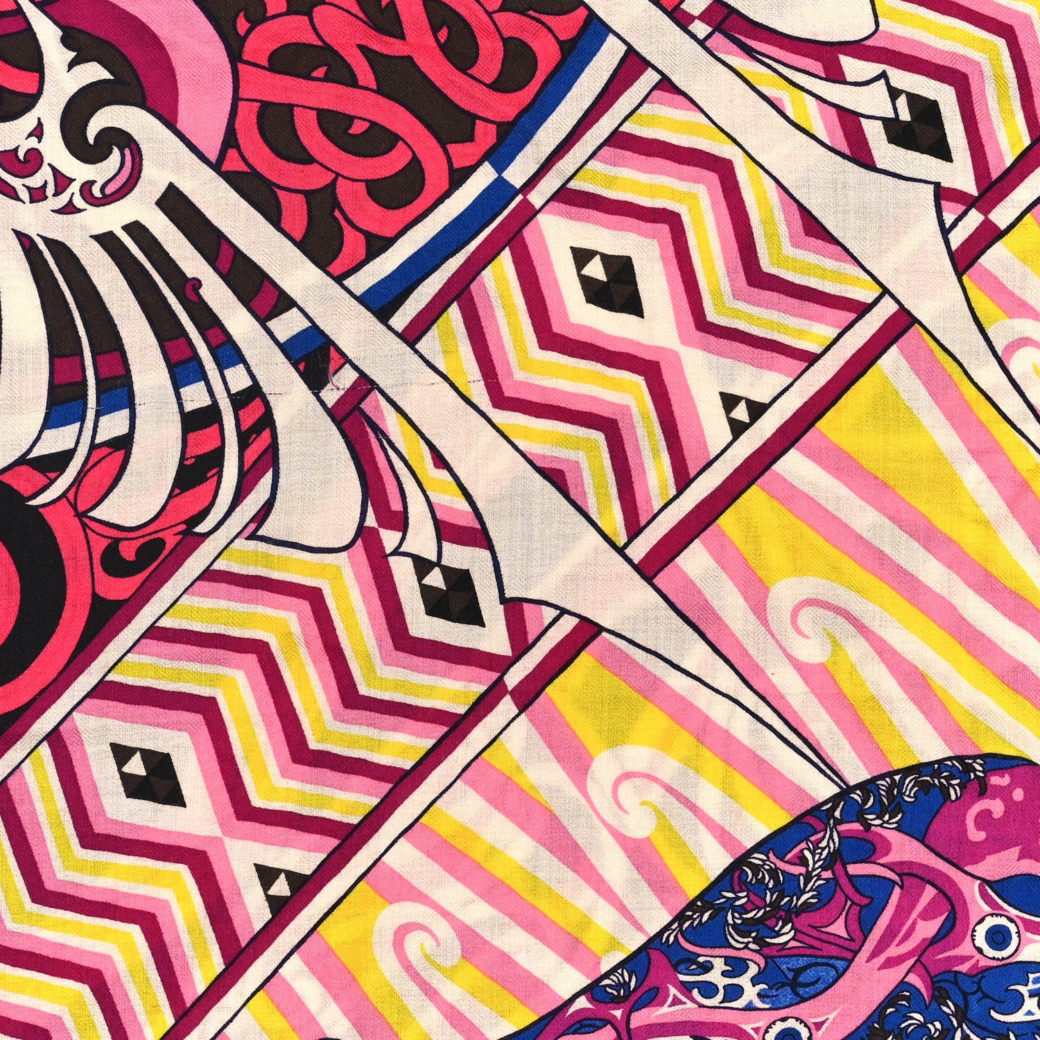 Hermes Cashmere Silk Kawa Ora Shawl 140 Fuchsia Marron Jaune 4 of 5