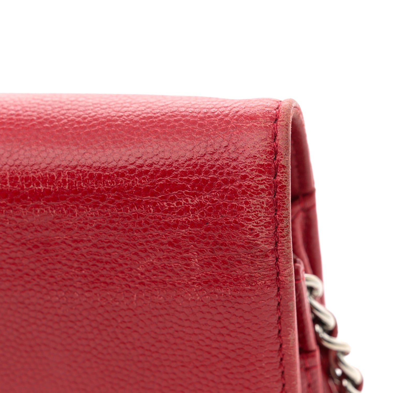 Chanel Caviar Sevruga Wallet on Chain WOC Red 14 of 16