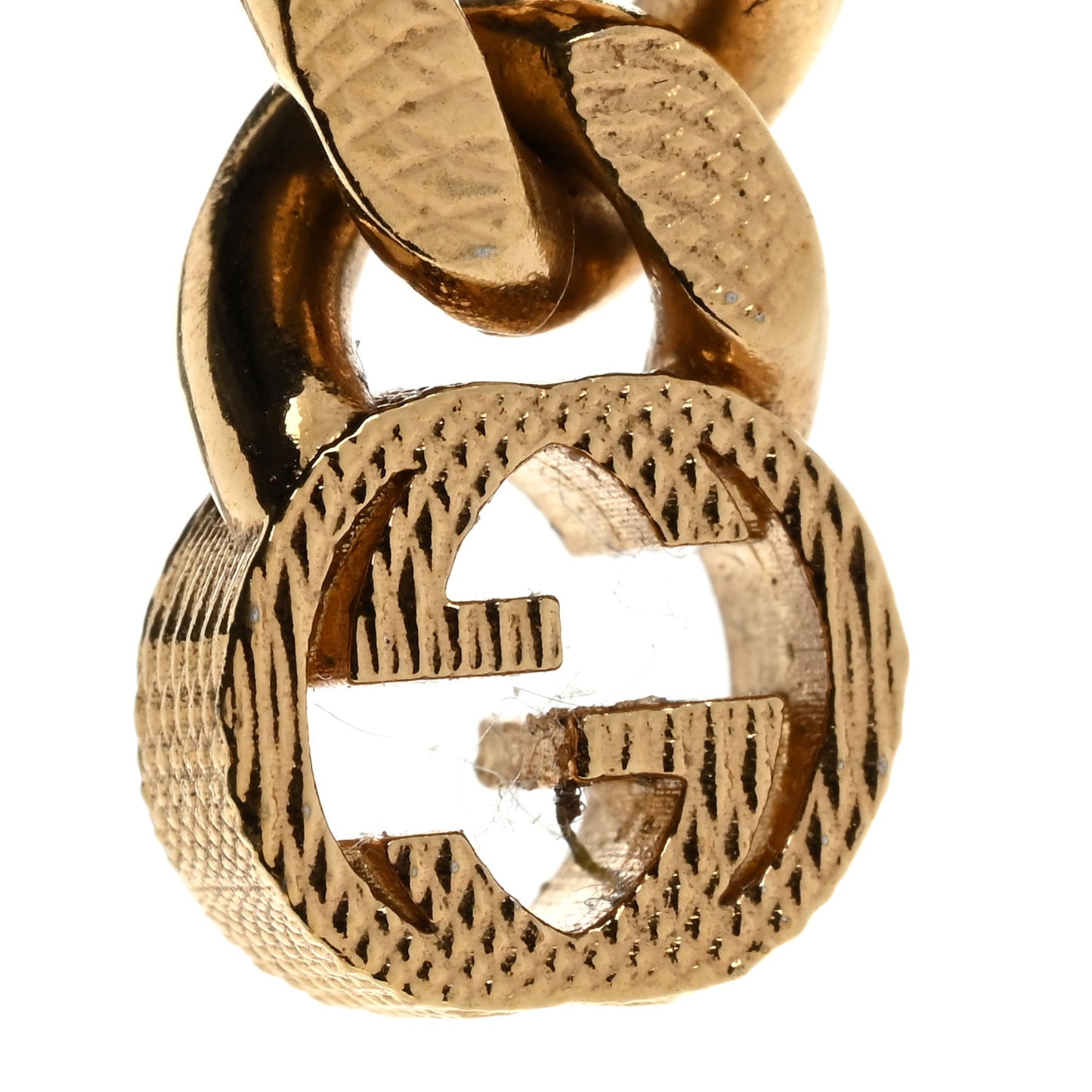 Metal Double Interlocking G Chain Drop Earrings Gold