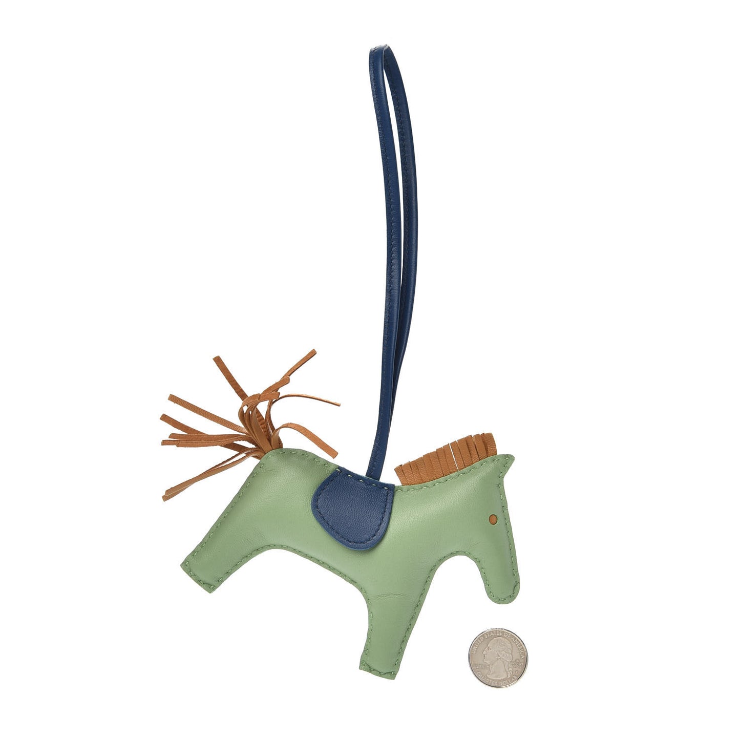 Milo Lambskin Grigri Rodeo Horse Bag Charm PM Vert Criquet Sesame Bleu de Malte