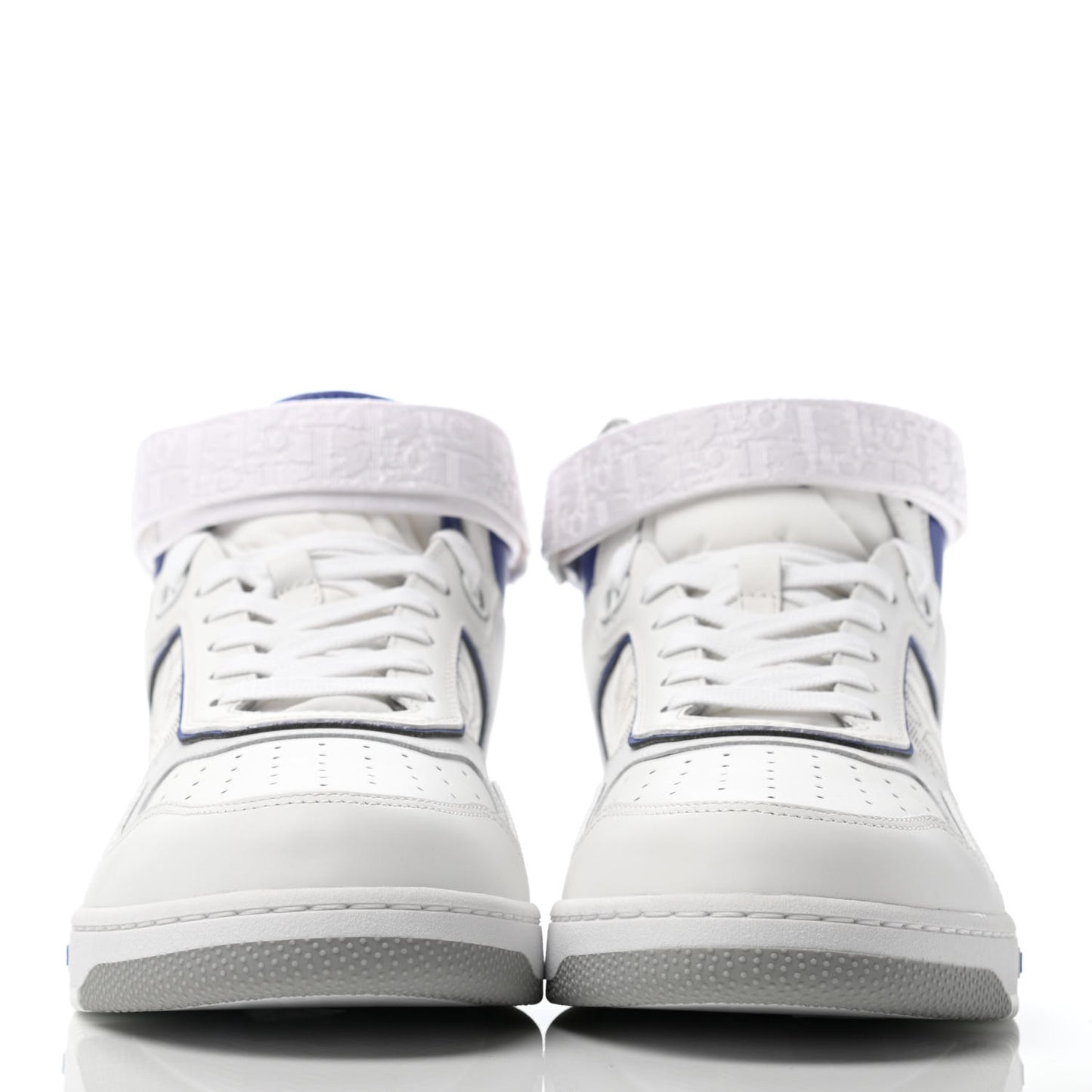 Smooth Calfskin Oblique Galaxy Perforated Mens B27 Mid Top Sneakers 43 White Blue