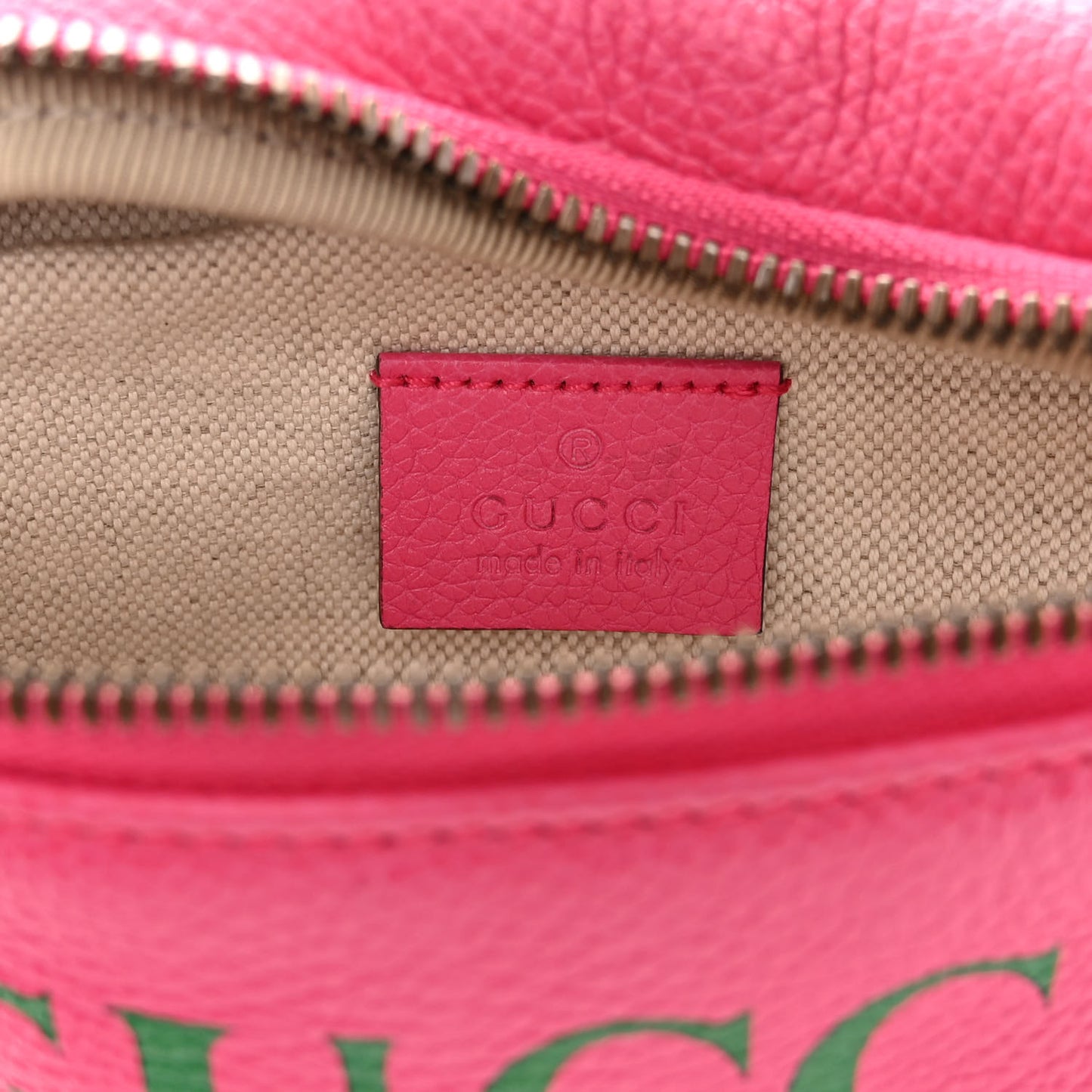 Grained Calfskin Small Logo Belt Bag Box Pink Green