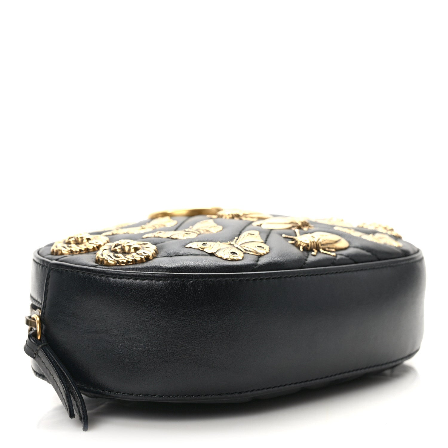 Gucci Calfskin Matelasse Animal Studs GG Marmont Belt Bag 95 34 85/34 Black 4 of 15
