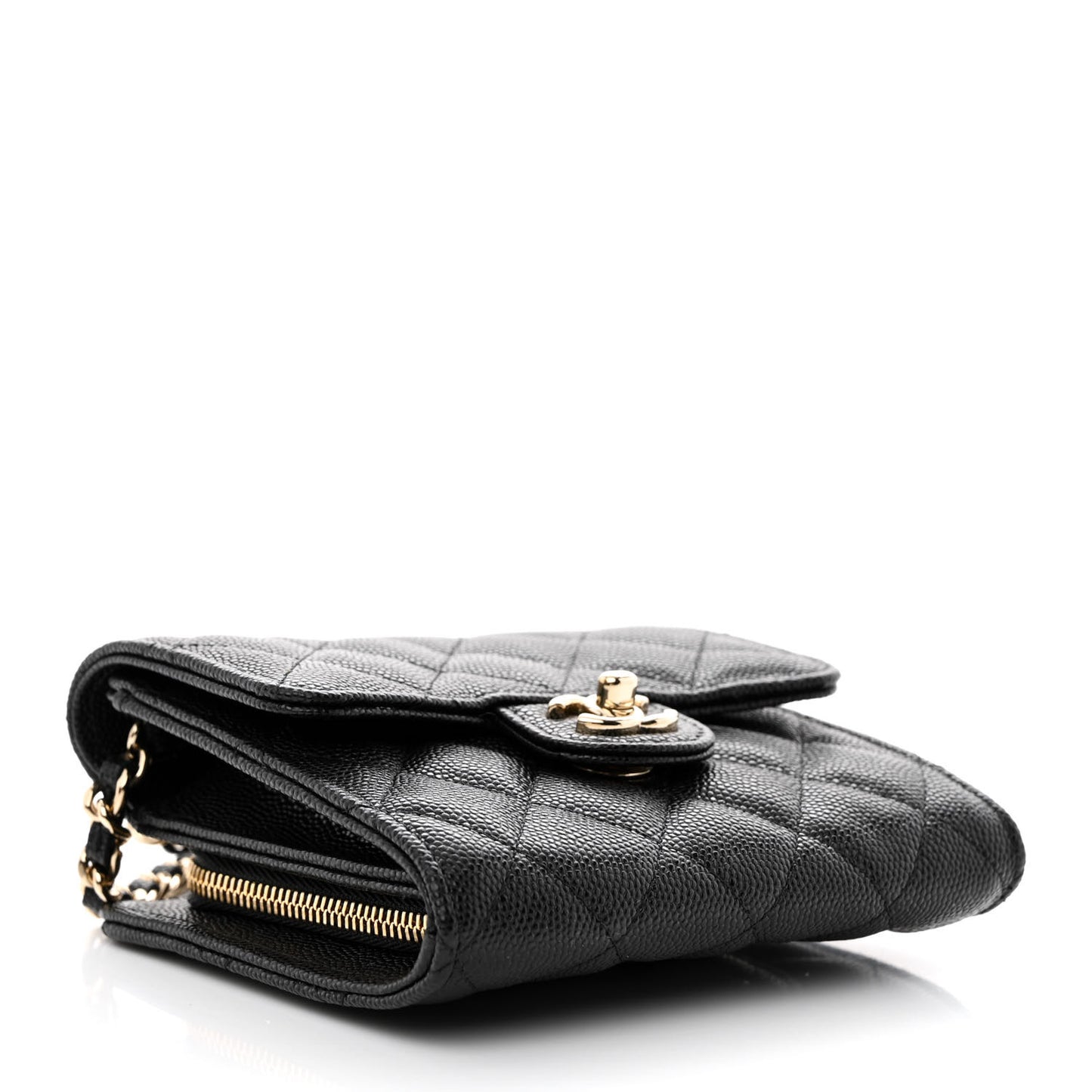 Caviar Quilted Clutch With Chain Bag Black