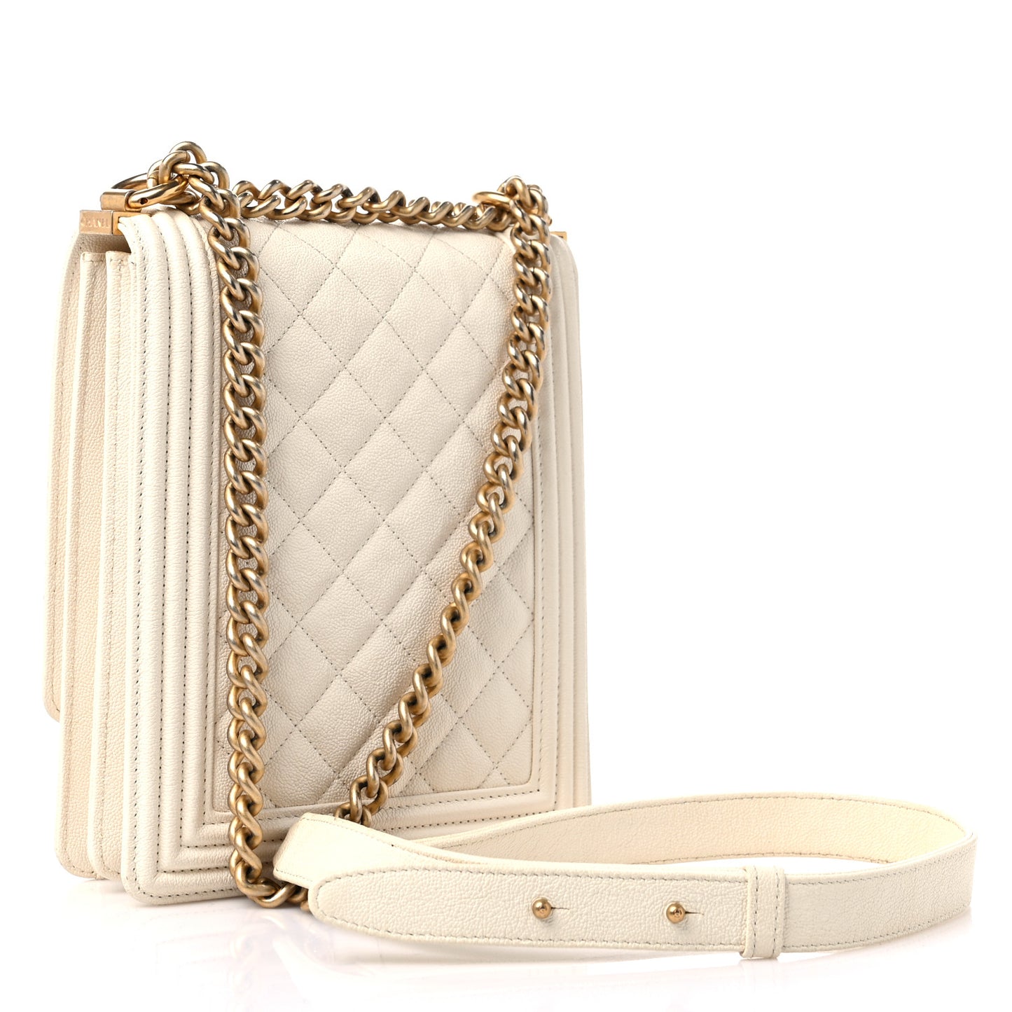 Caviar Quilted North South Boy Flap White