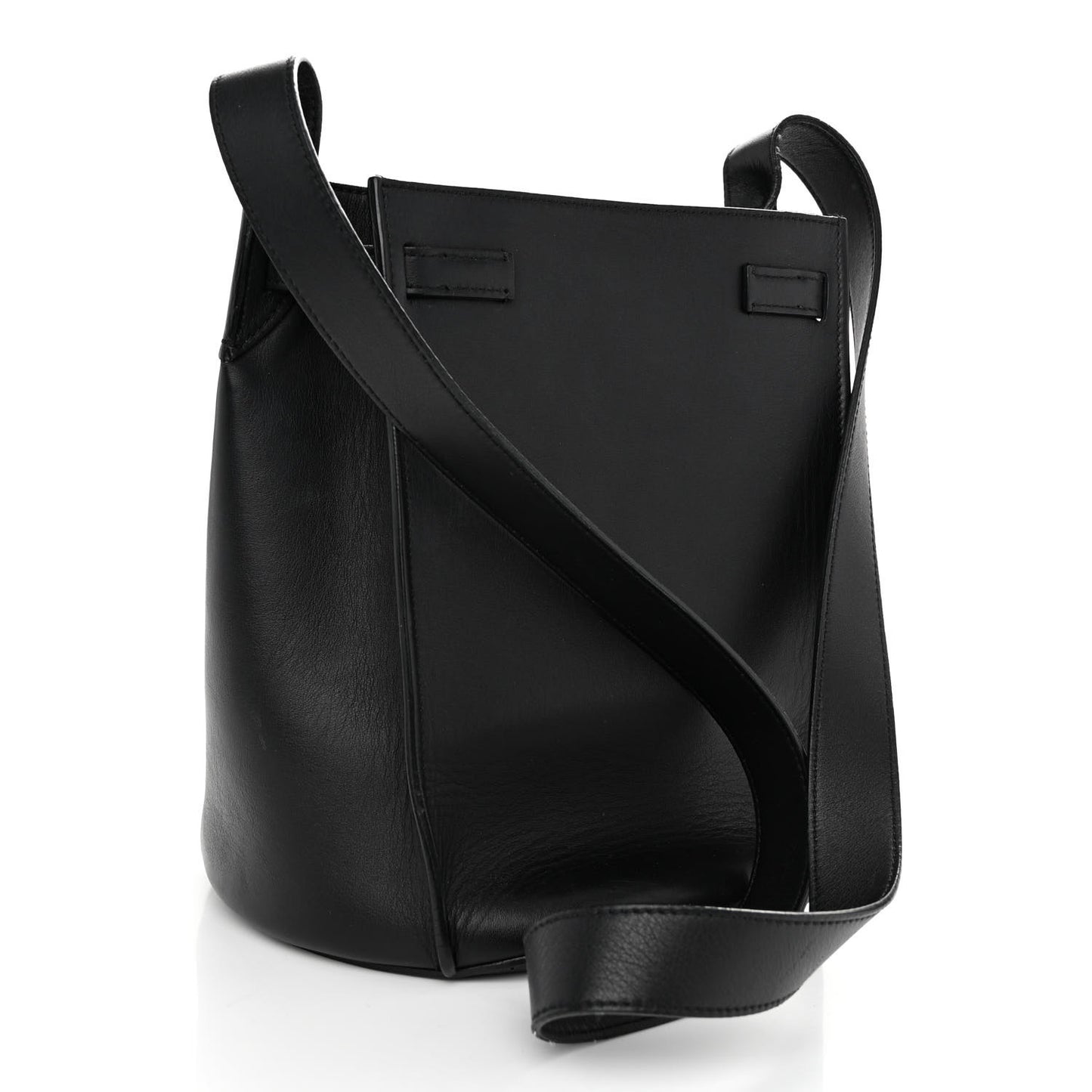 Smooth Calfskin Long Strap Big Bucket Bag Black