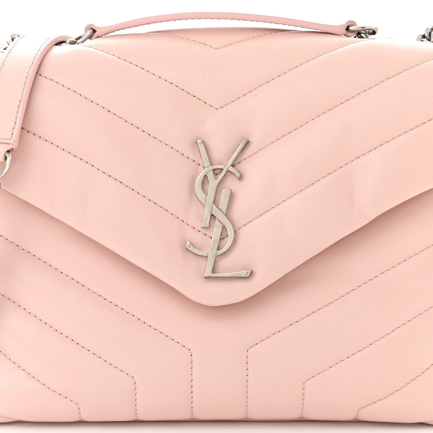 Calfskin Y Quilted Monogram Small Loulou Chain Satchel Rose Antic