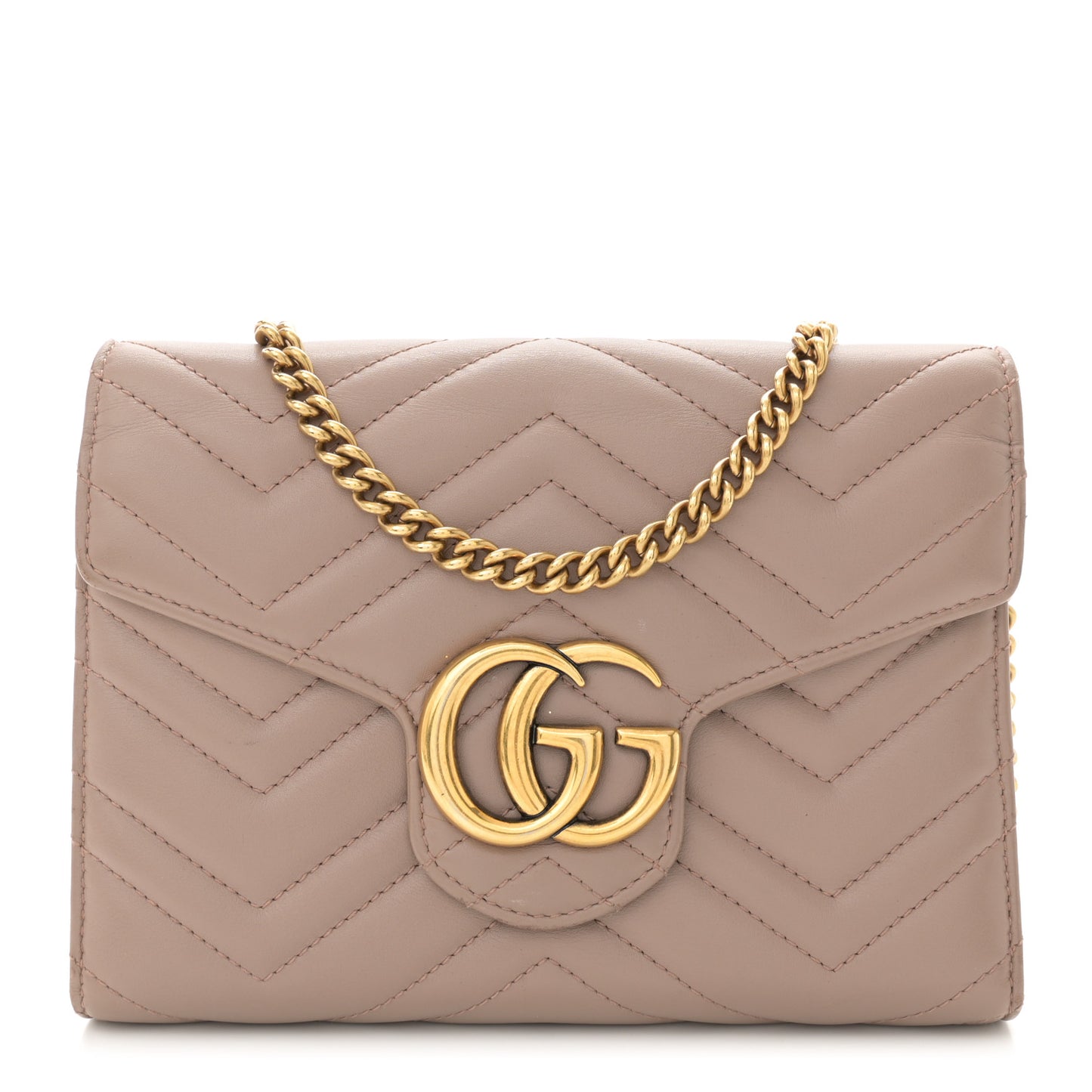 Calfskin Matelasse GG Marmont Chain Wallet Porcelain Rose