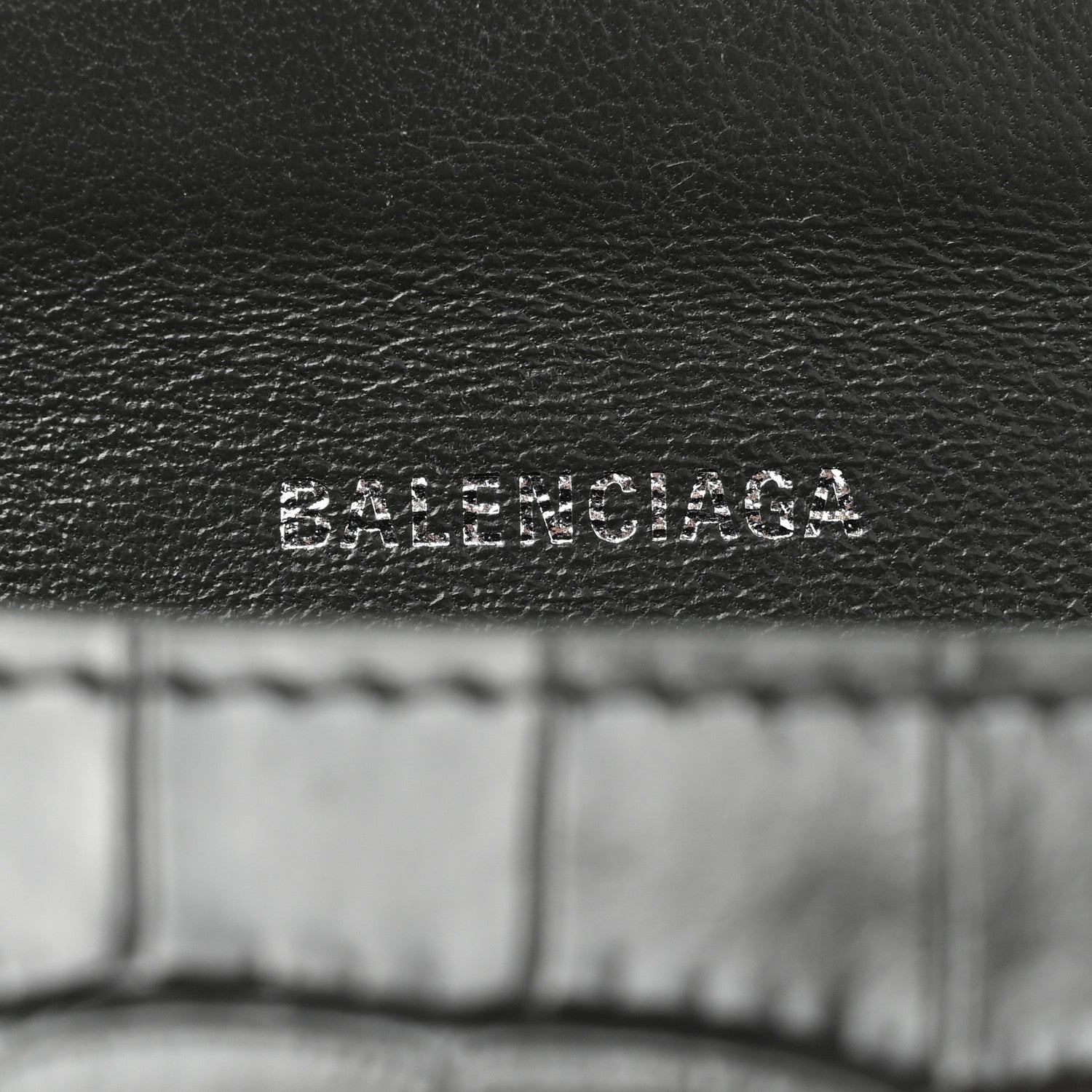 Balenciaga Shiny Calfskin Crocodile Embossed Small Hourglass Top Handle Bag Dark Grey 6 of 19