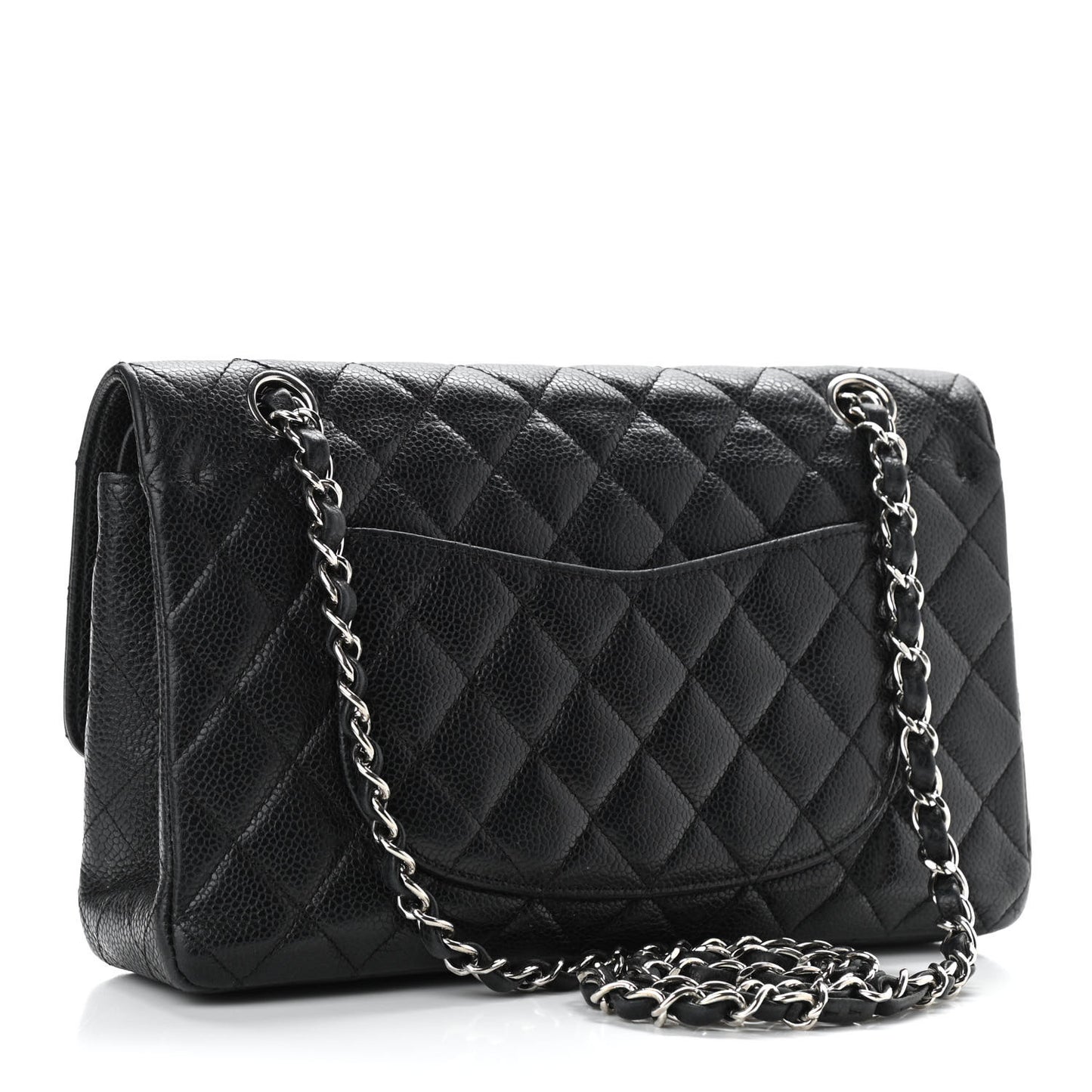 Caviar Quilted Medium Double Flap Black