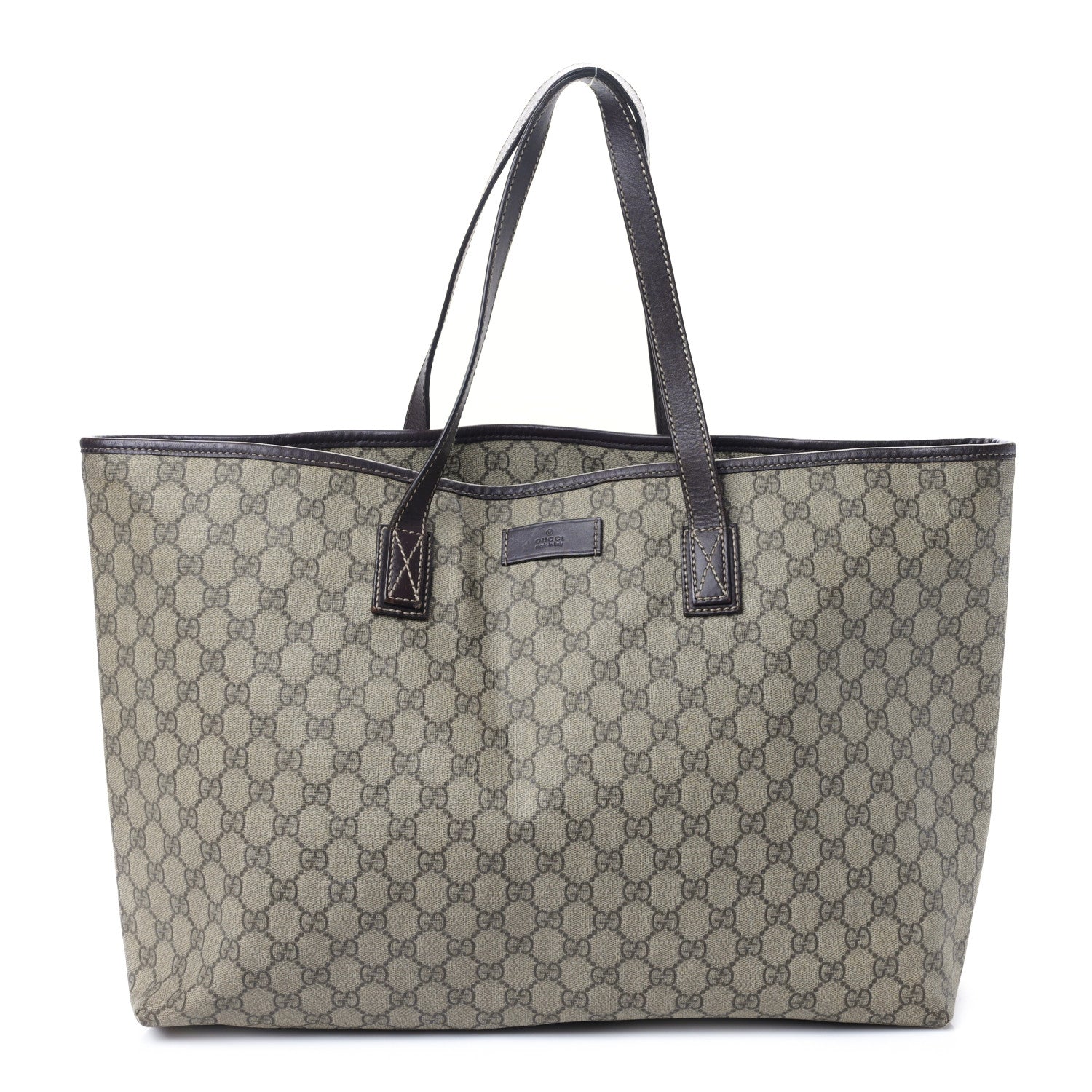 Gucci GG Supreme Monogram Medium Zippered Shopping Tote Dark Brown 1 of 9