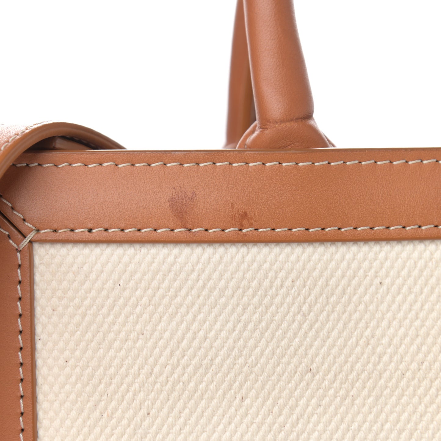 Canvas Calfskin Logo Print Small Vertical Cabas Natural Tan