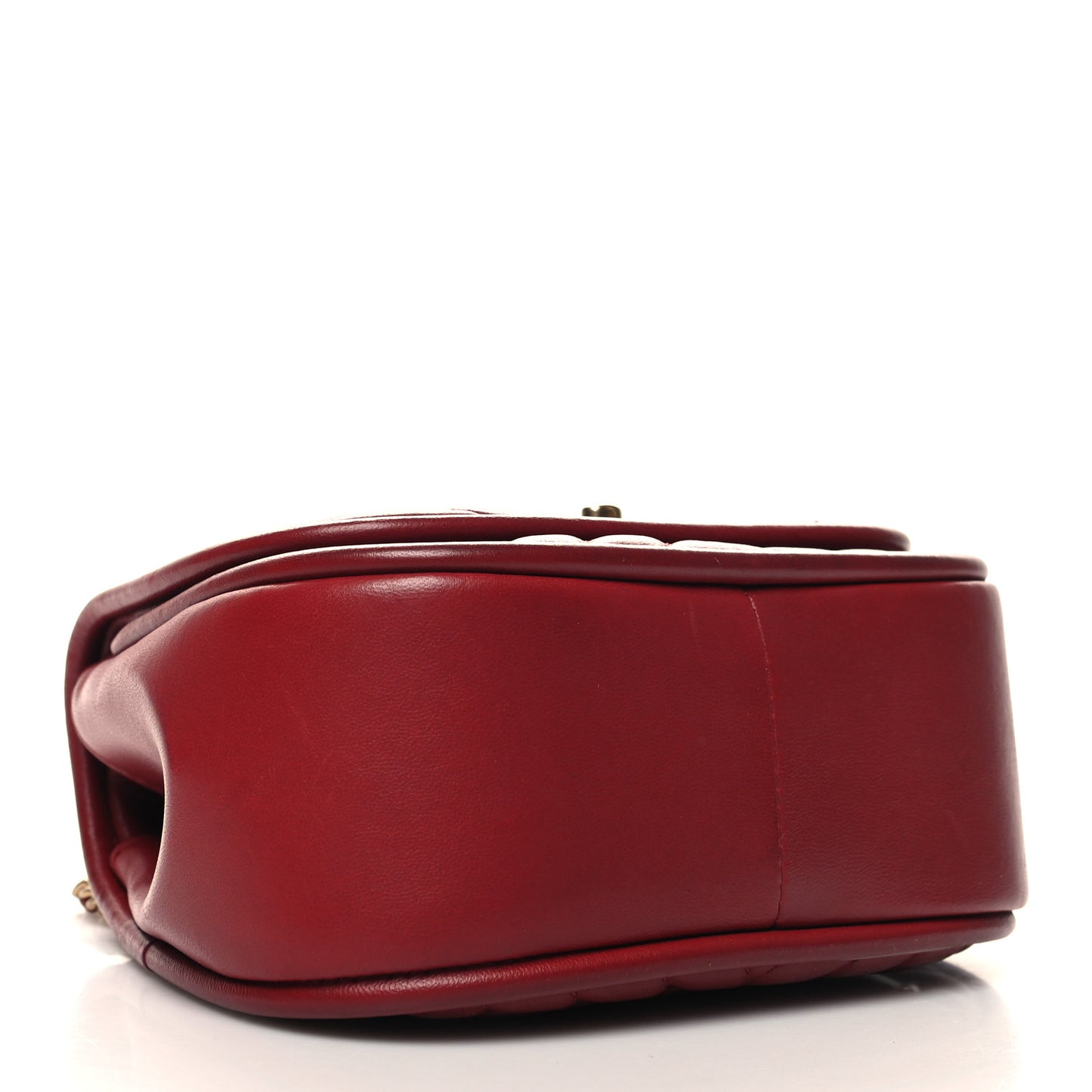 Lambskin Reverse Chevron Quilted Mini Round Top Handle Flap Red