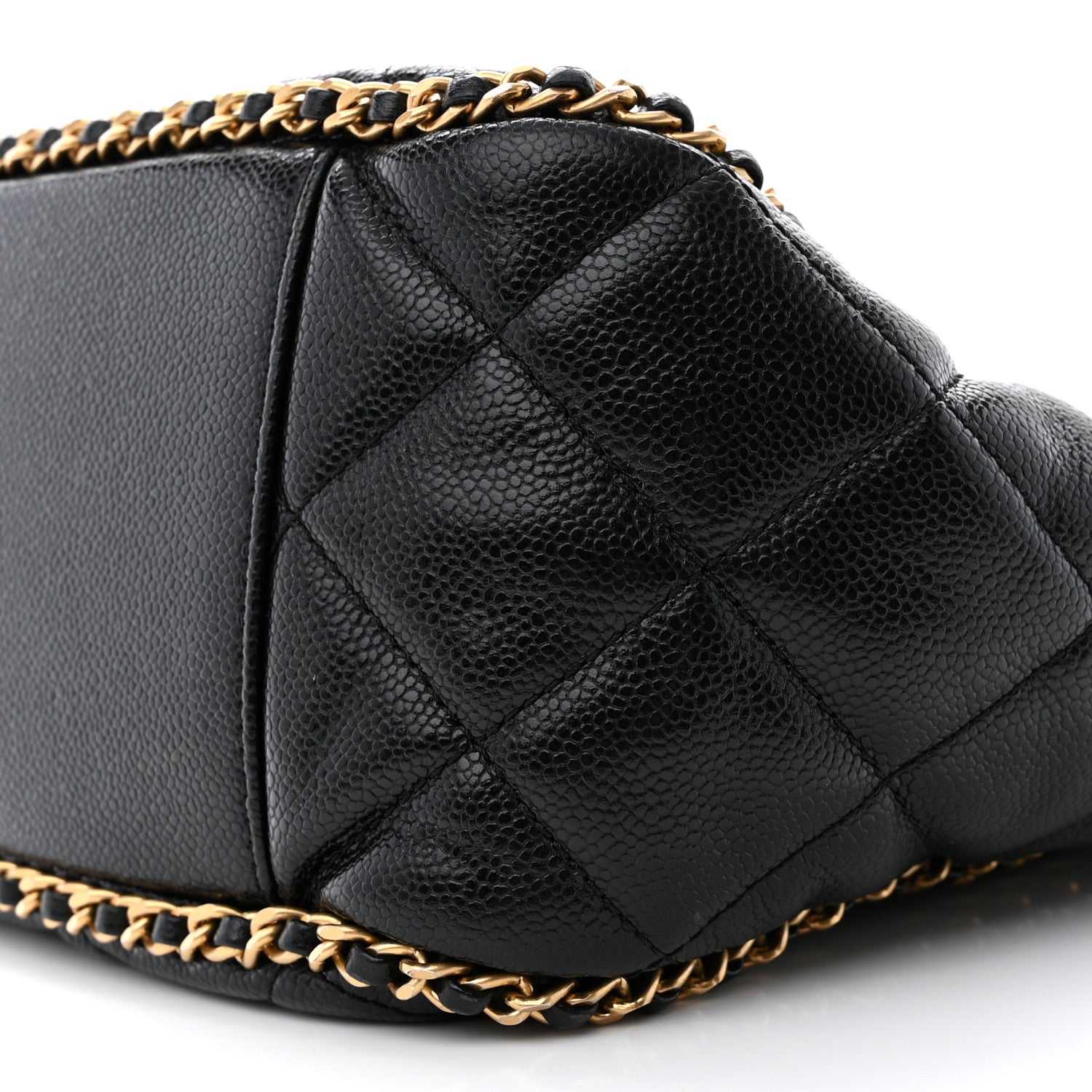 Chanel Caviar Quilted Chain Around Multi Chain Bucket Drawstring Bag Black 10 of 10
