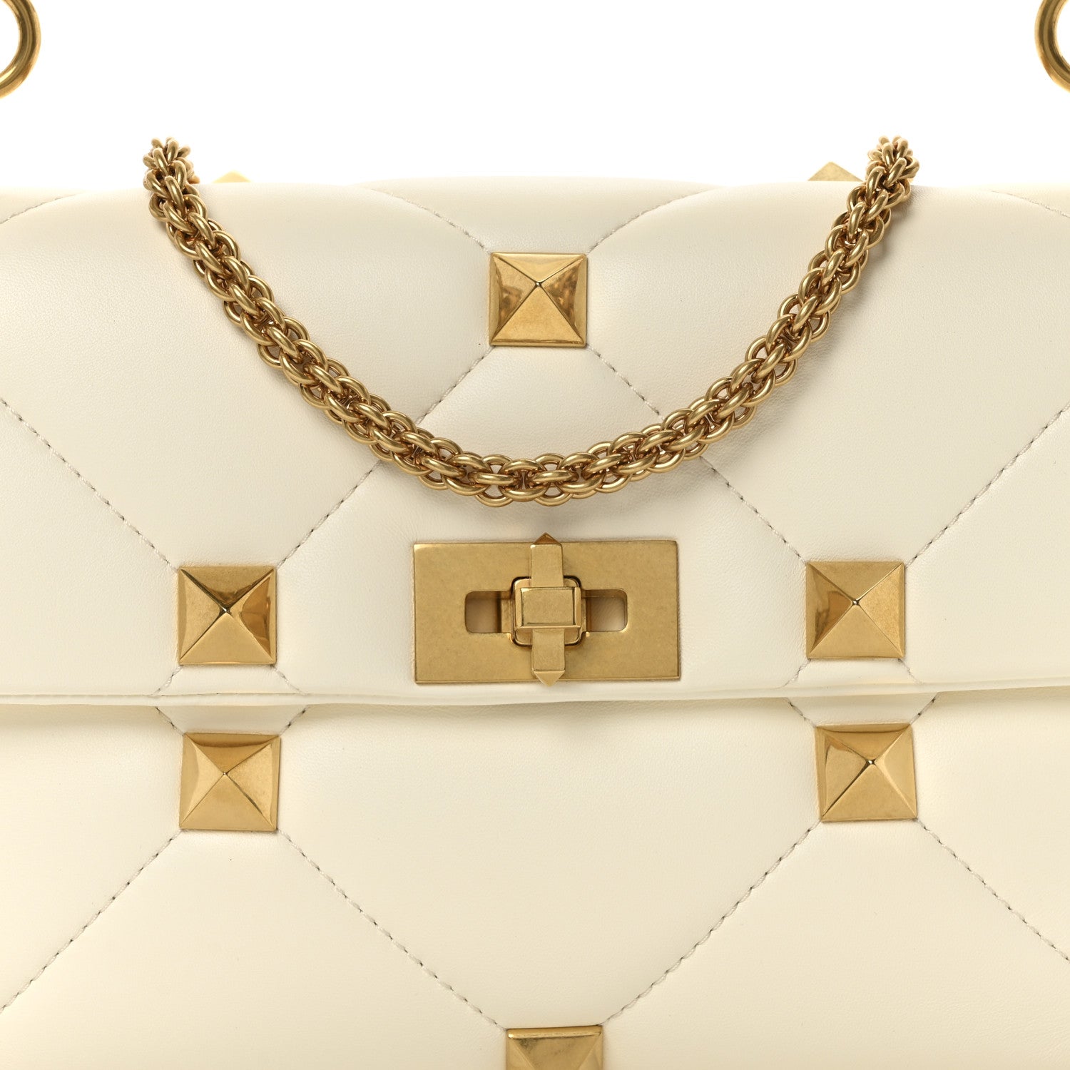 Valentino Garavani Nappa Large Roman Stud Shoulder Bag Ivory 13 of 17