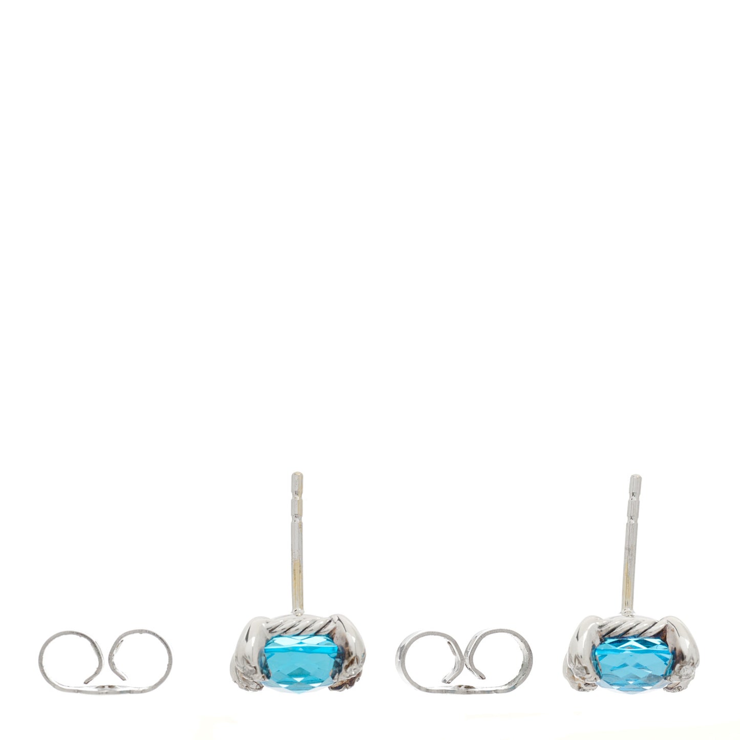 Sterling Silver Diamond Blue Topaz 9mm Chatelaine Earrings