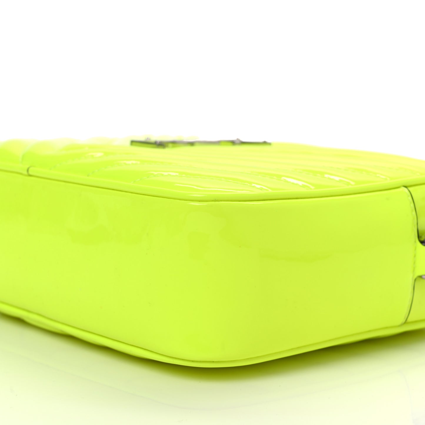 Patent Calfskin Matelasse Monogram Lou Camera Bag Neon Yellow