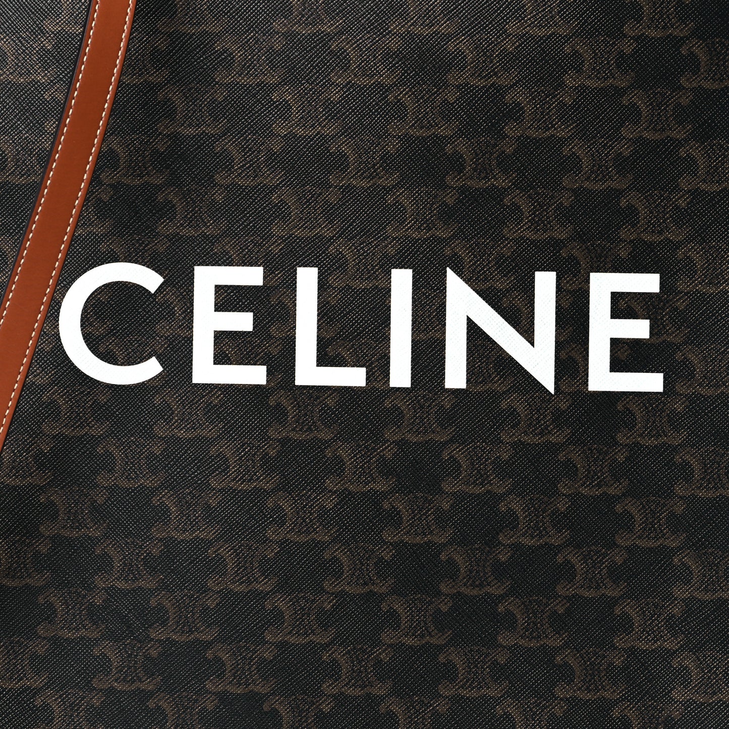 Triomphe Canvas Calfskin Small Vertical Cabas Tan