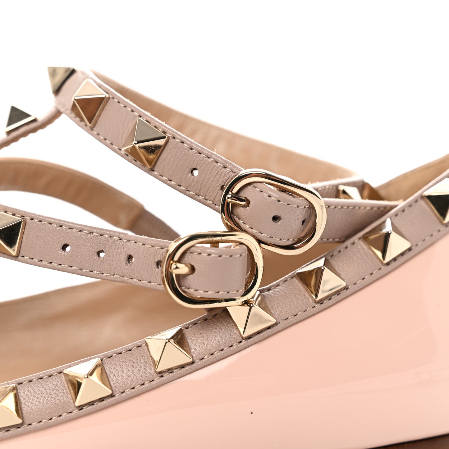 Patent Rockstud Cage Ballerina Flats 37.5 Water Rose Poudre