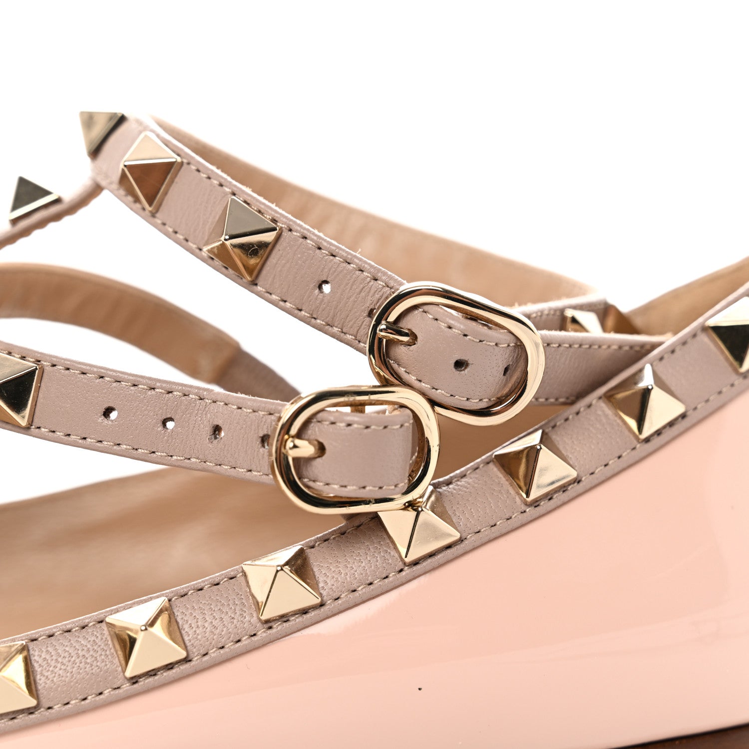 Valentino Garavani Patent Rockstud Cage Ballerina Flats 37.5 Water Rose Poudre 9 of 10