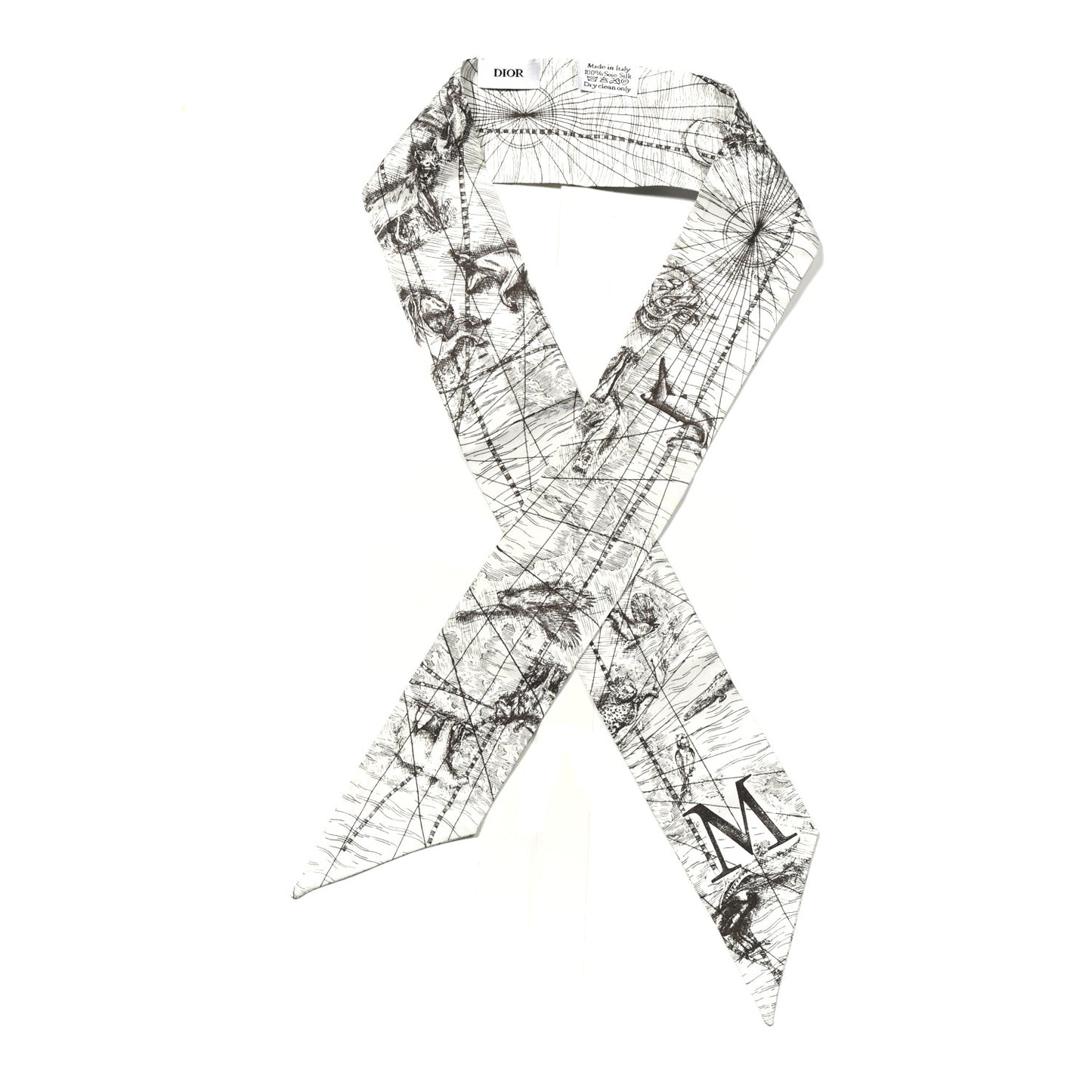 Silk ABCDior "M" Mitzah Scarf Gris Anthracite