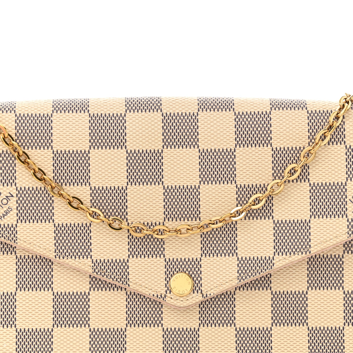 Damier Azur Pochette Felicie Chain Wallet Rose Ballerine