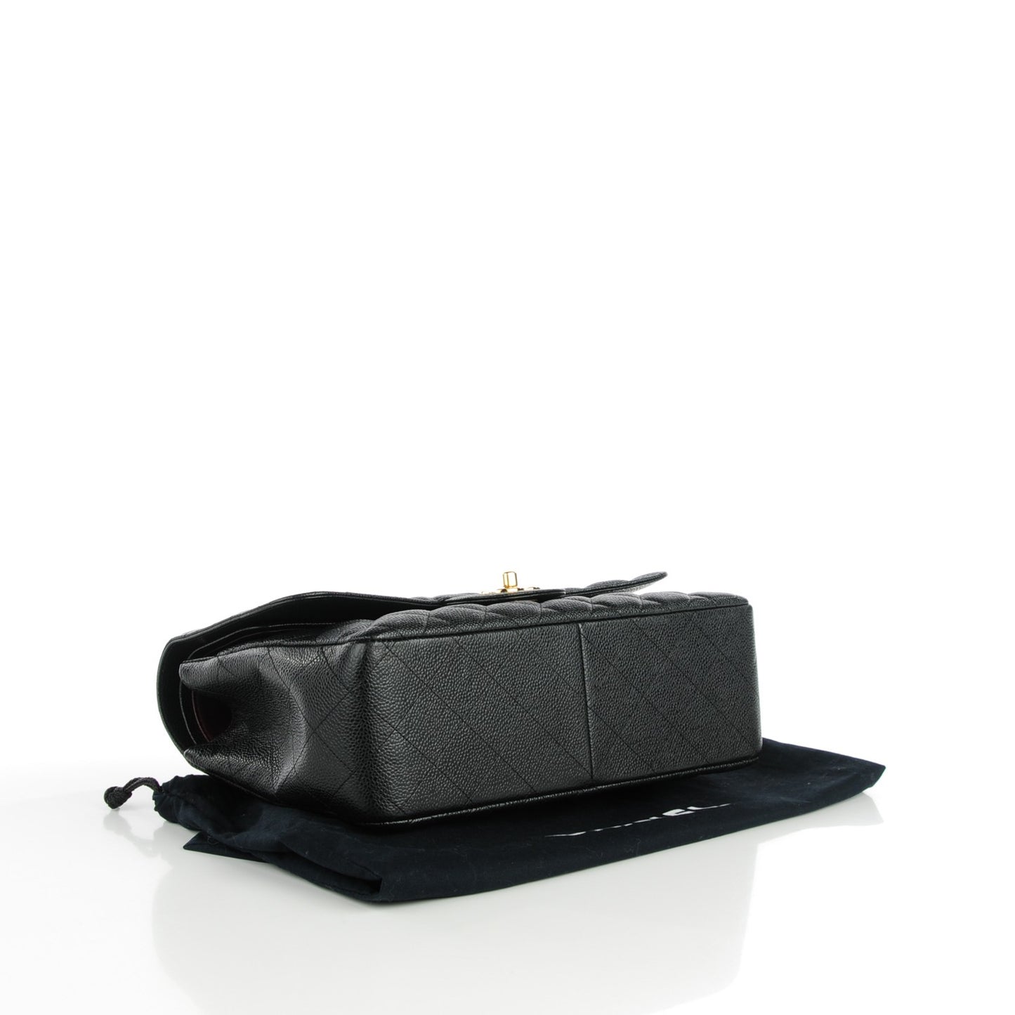 Caviar Quilted Jumbo Double Flap Black