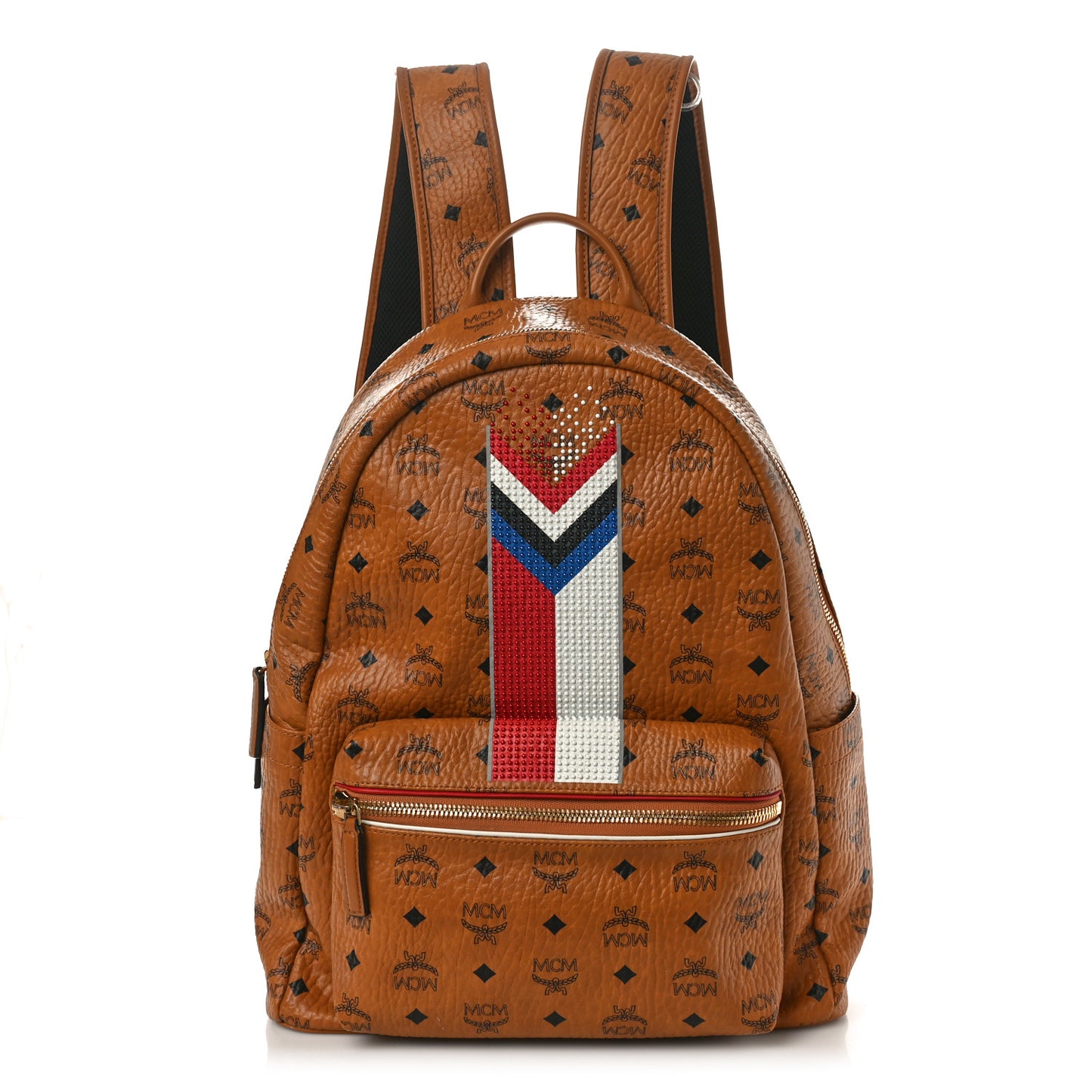 Visetos Chevron Stripe Medium Stark Backpack Cognac