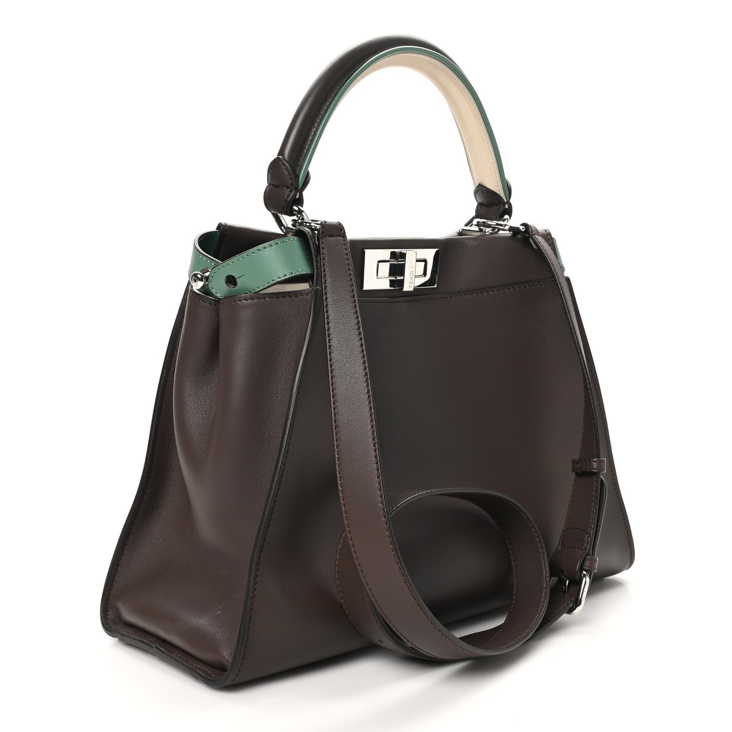 Vitello Seta Century Nappa Canvas Medium Peekaboo Iconic Defender Satchel Moresco Verde Islanda