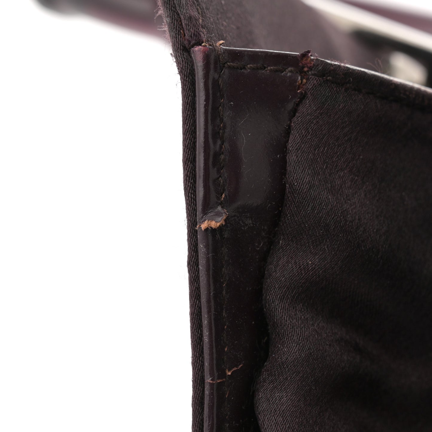 Satin Bamboo Handle Bag Brown