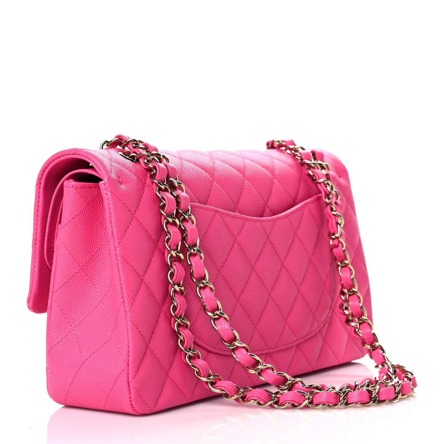Caviar Quilted Medium Double Flap Pink