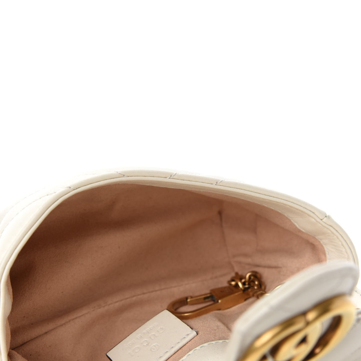 Calfskin Matelasse Super Mini GG Marmont Shoulder Bag White