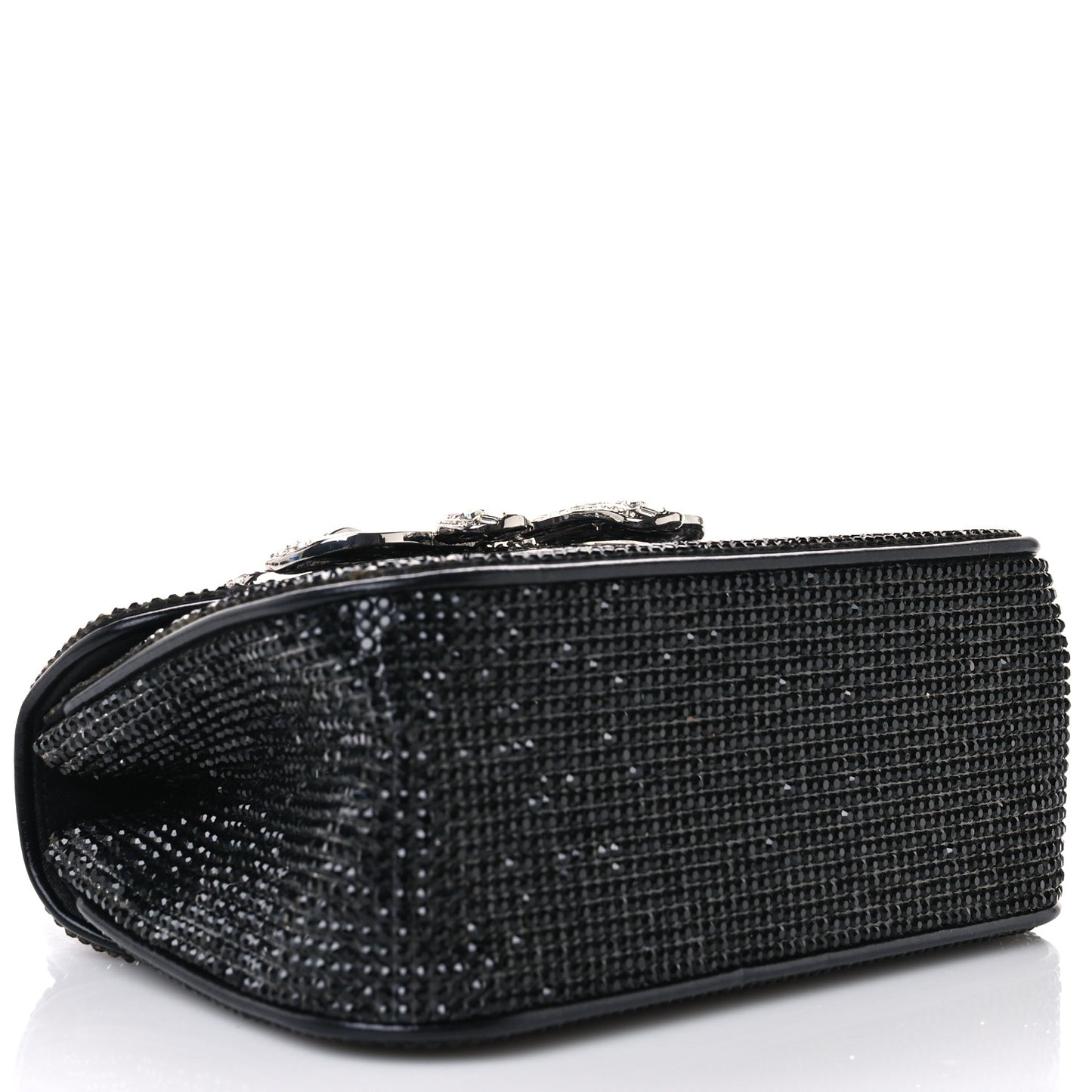 Crystal Bow Top Handle Black Silver