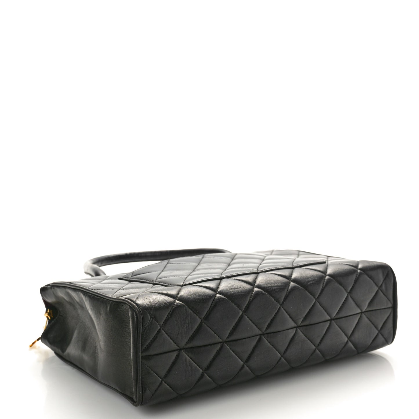 Lambskin Quilted Top Handle Bag Black
