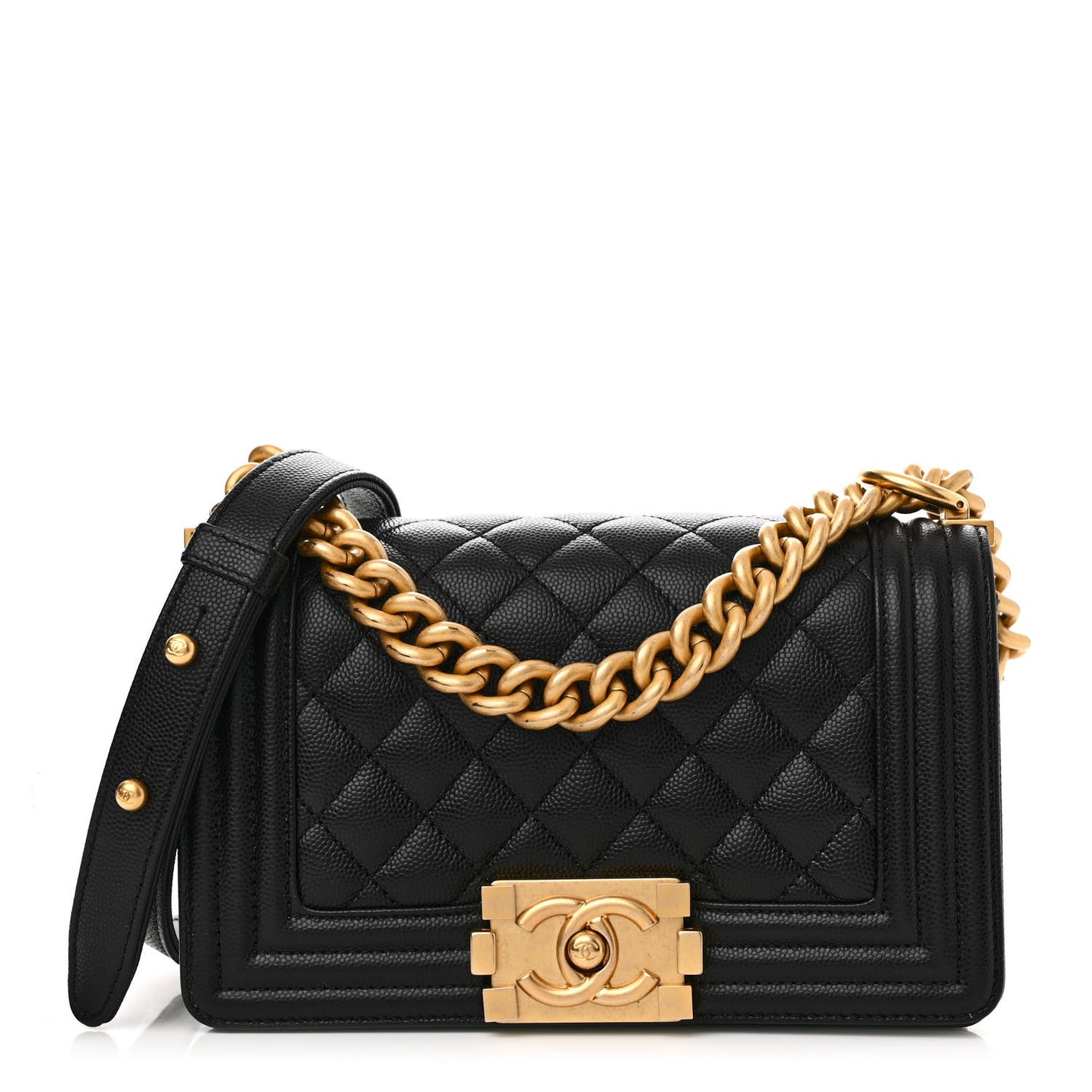 Caviar Quilted Small Boy Flap Black