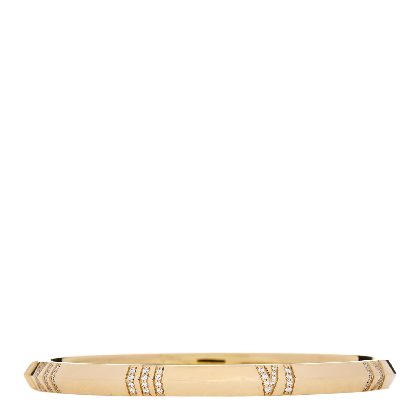 18K Yellow Gold Diamond Atlas Closed Narrow Hinged Bangle Bracelet