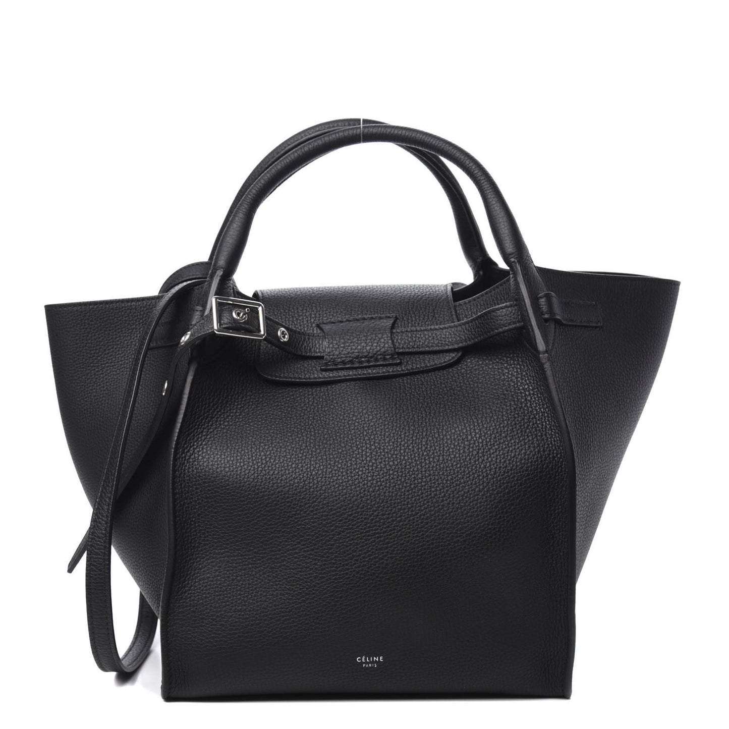 Supple Grained Calfskin Small Long Strap Big Bag Anthracite