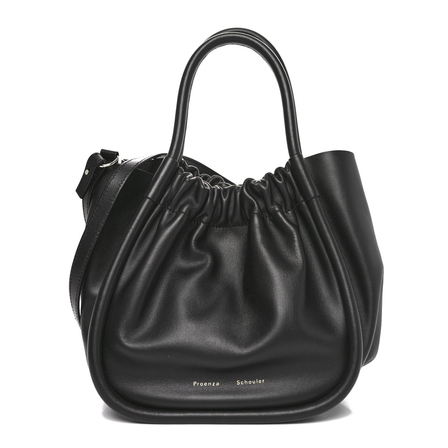 Calfskin Small Ruched Tote Black