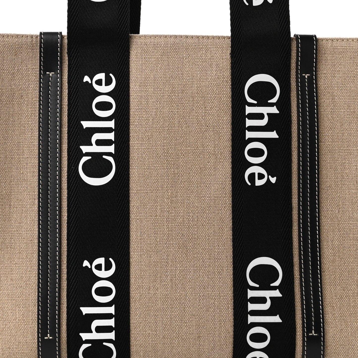 Linen Calfskin Medium Woody Ribbon Tote Black Blue
