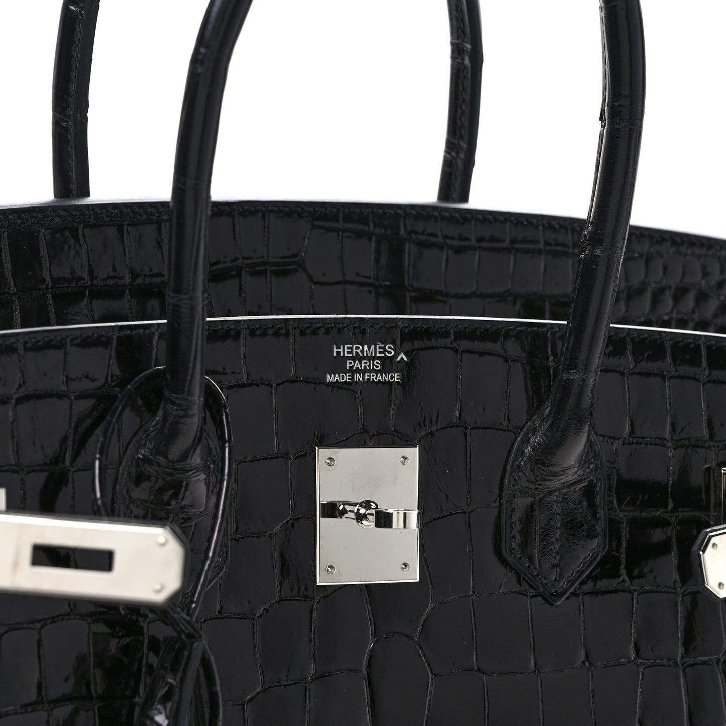 Shiny Porosus Crocodile Birkin Sellier 35 Black