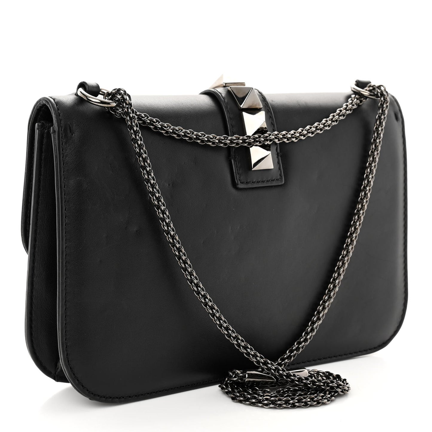 Vitello Medium Glam Lock Rockstud Flap Black