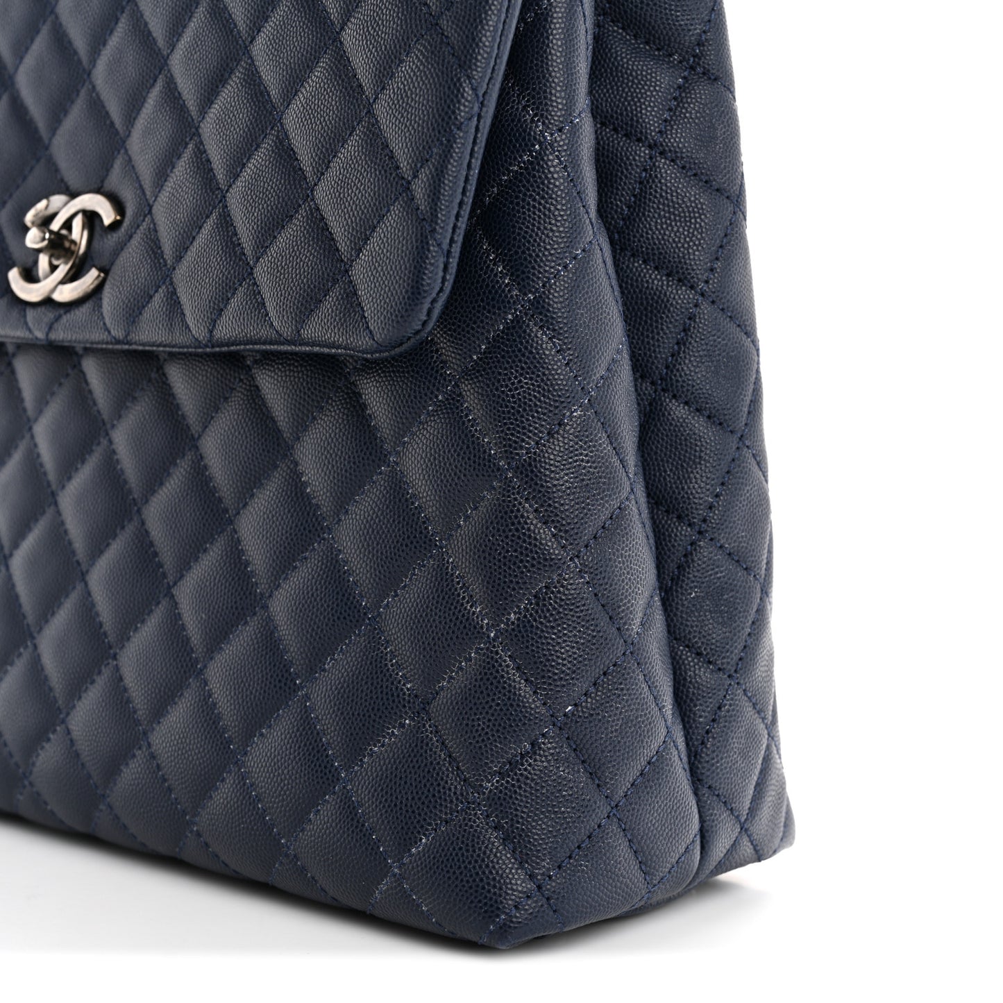 Caviar Lizard Quilted Large Coco Handle Flap Blue