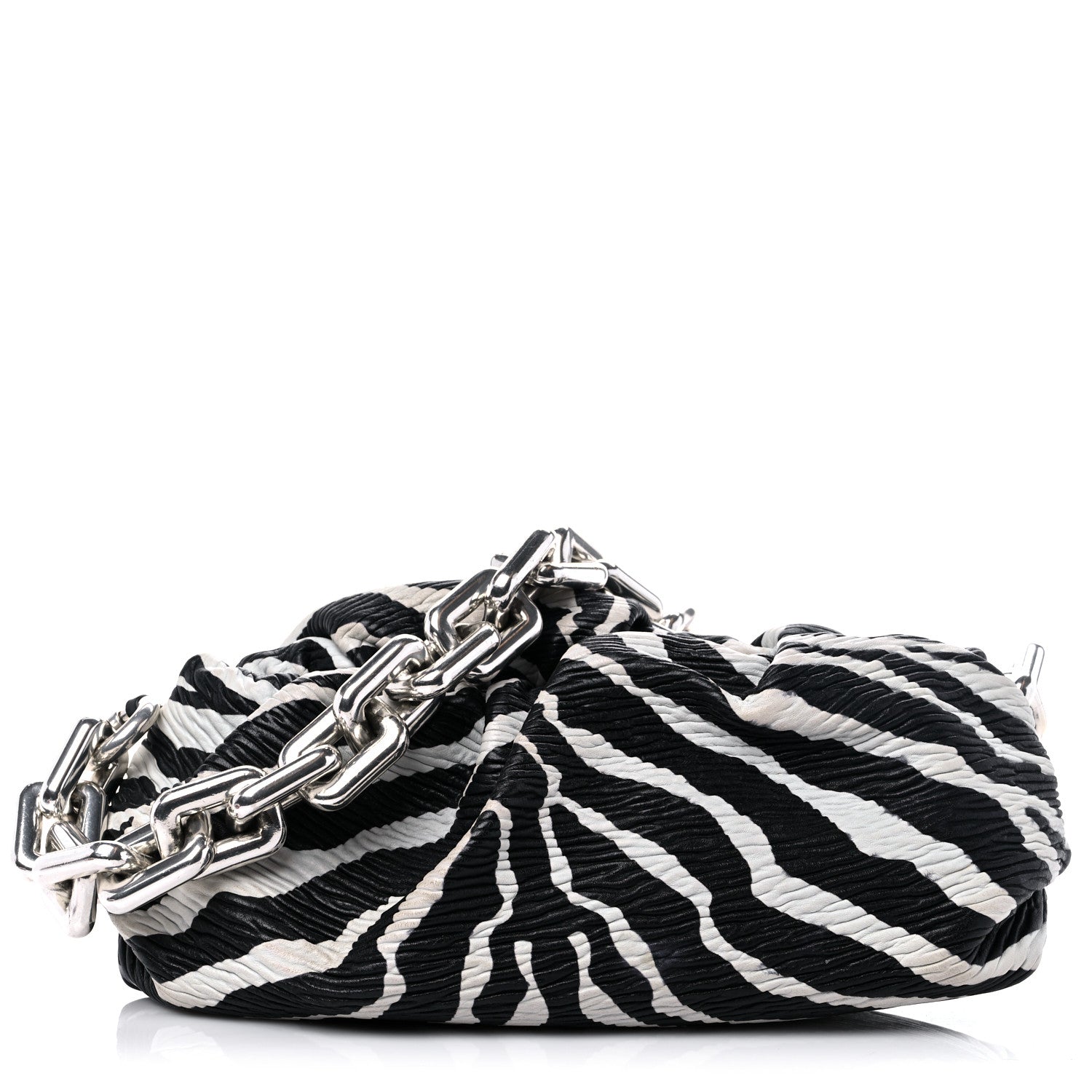 Bottega Veneta Nappa Zebra Print The Pouch Chain White Black 1 of 14