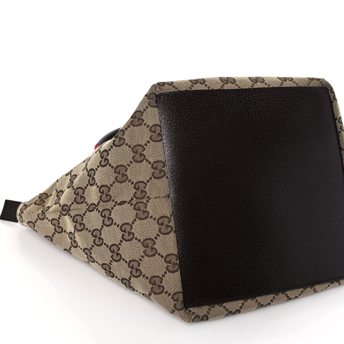 GG Monogram Small Web Handle Bucket Tote Dark Brown